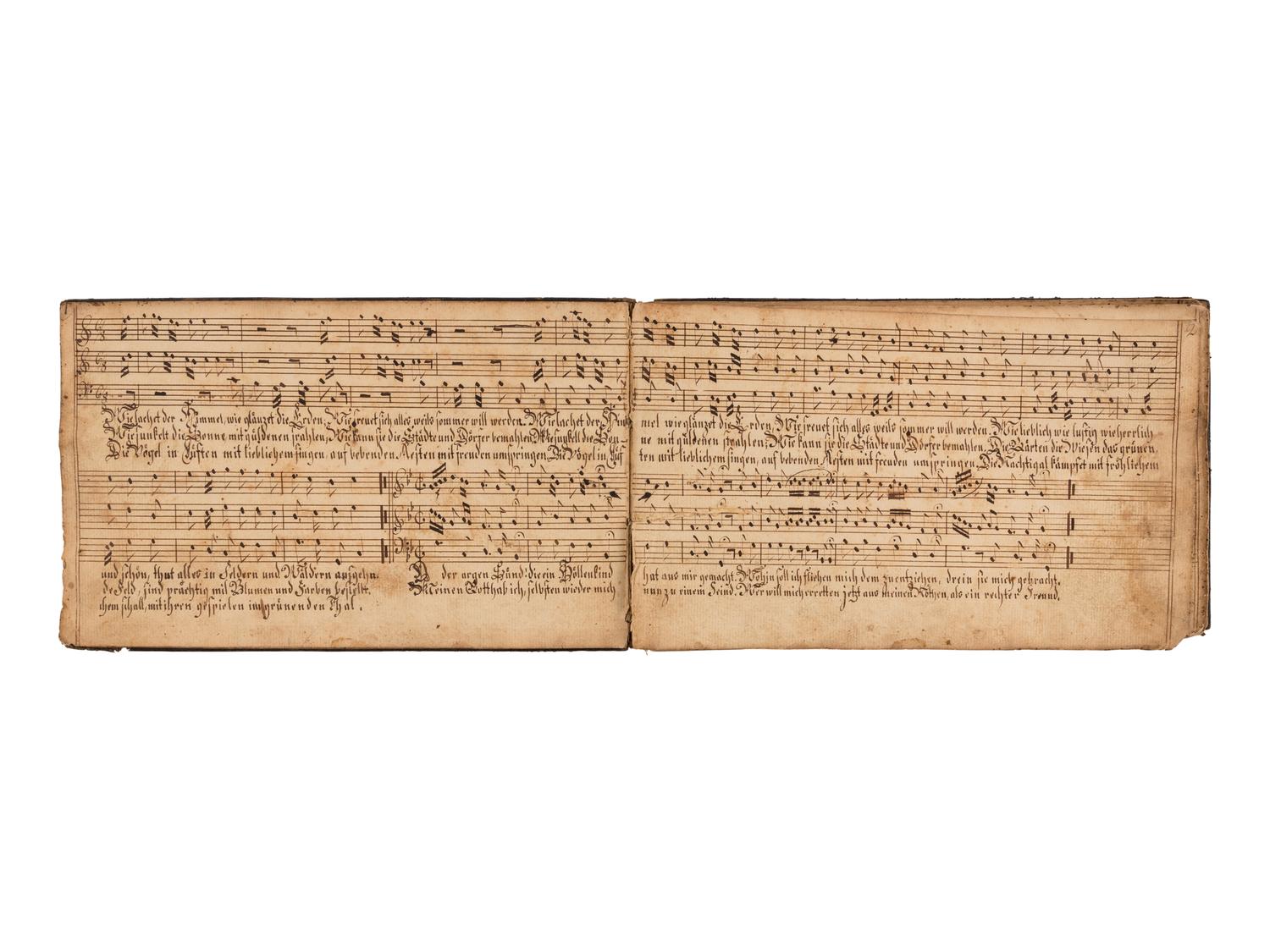 GERMAN PROTESTANT SONGBOOK Music Book of Hymns, belonging to Wilhelm Honinghaus, in German, manuscript on paper [Germany, 18th century]