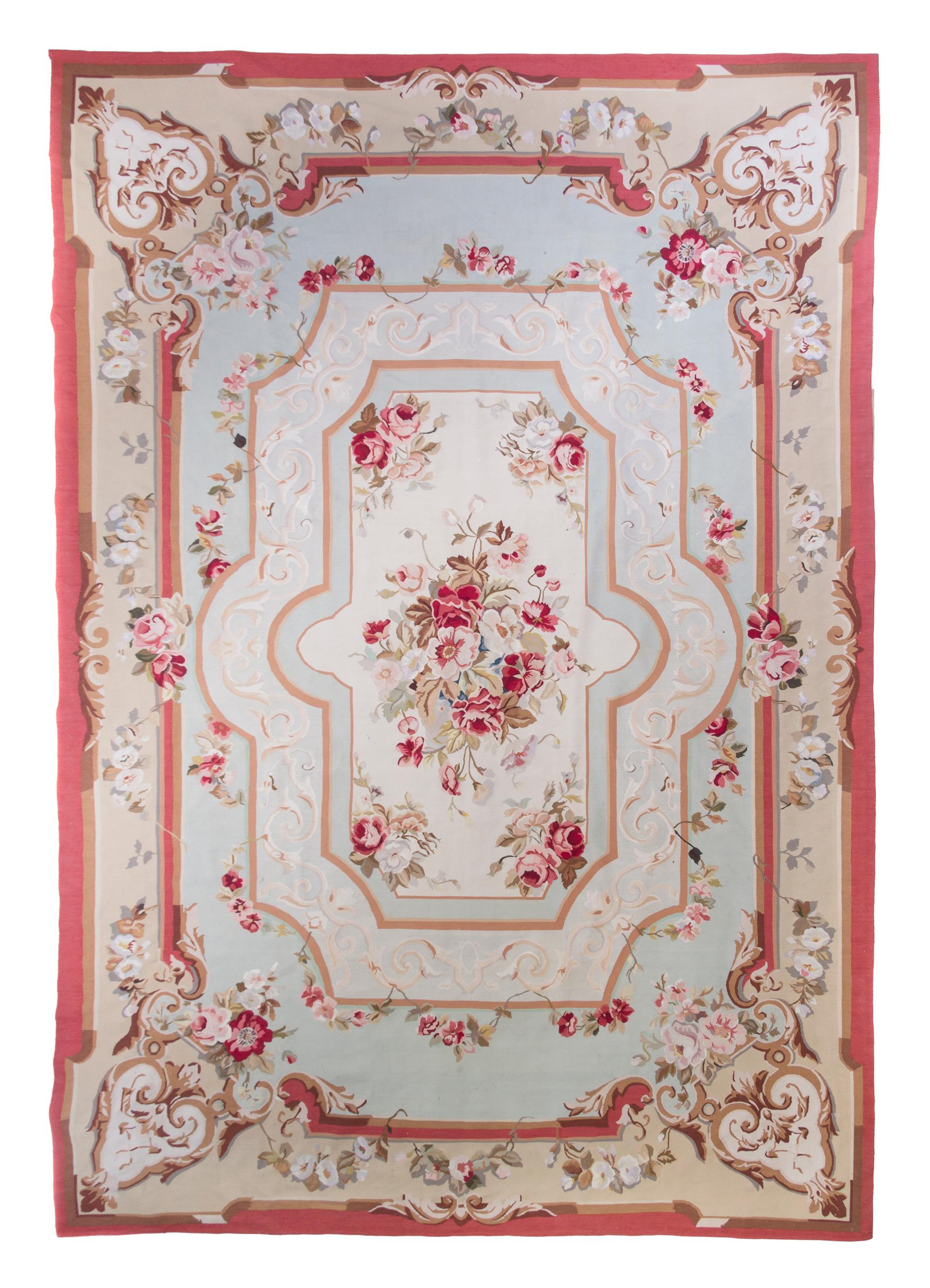 An Aubusson Wool Rug, 12 feet 5 inches x 8 feet 9 inches.