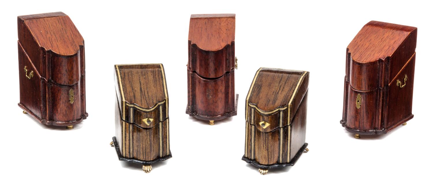 A Group of Five Cutlery Boxes, Dennis Jenvey and Robert Callahan, comprising three examples by Dennis Jenvey and two inlaid examples by