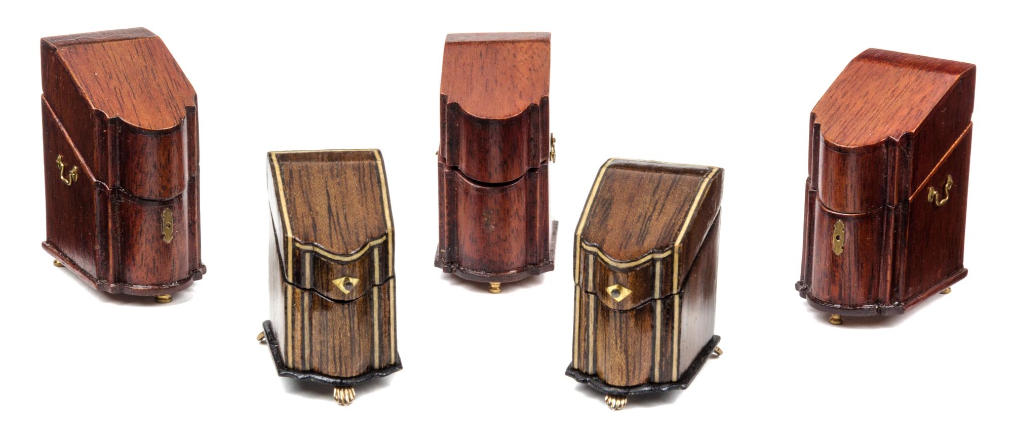 A Group of Five Cutlery Boxes, Dennis Jenvey and Robert Callahan, comprising three examples by Dennis Jenvey and two inlaid examples by