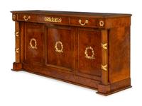An Empire Style Bronze Mounted Parcel Gilt Burl Walnut Cabinet