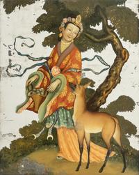 A Pair of Chinese Export Reverse-Painted Mirrors