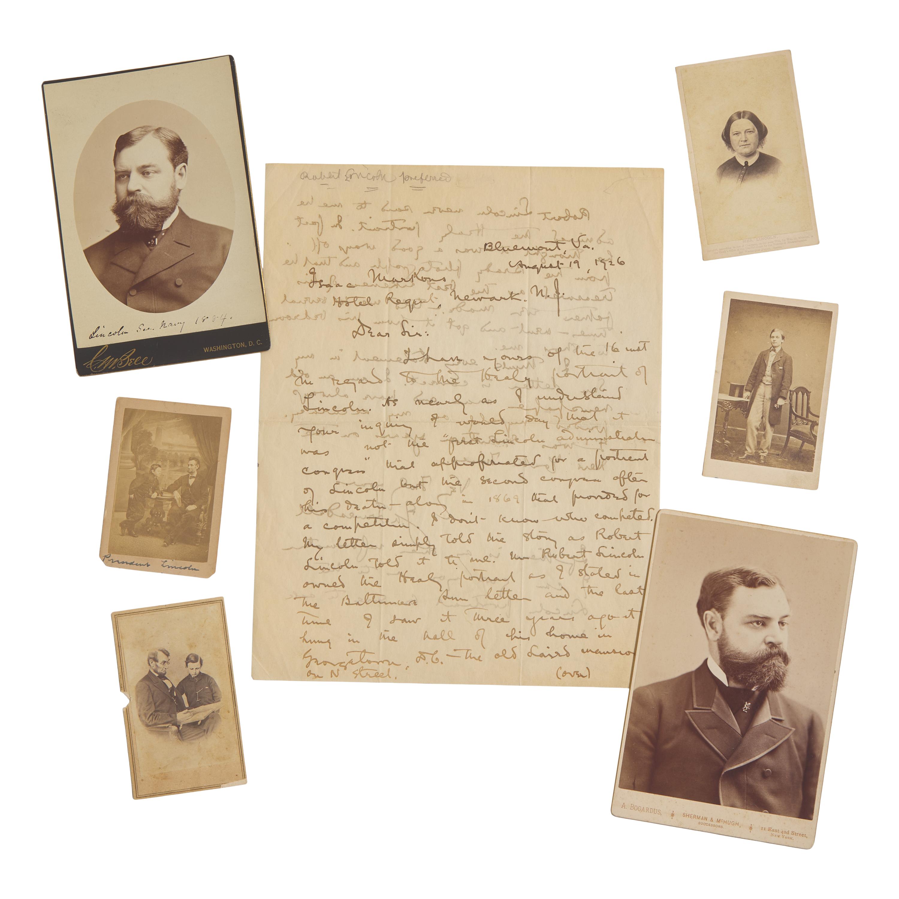 [Presidential] [Lincoln, Abraham] G roup of 7 items highlighted by photographs of Robert Todd Lincoln