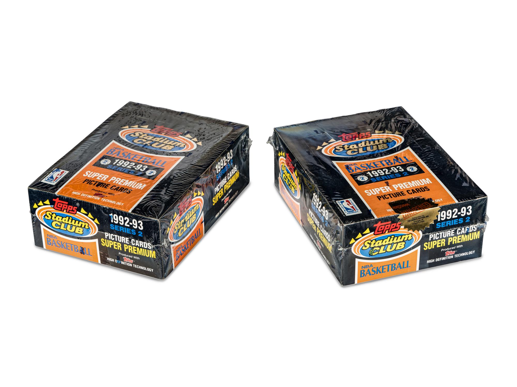 A Group of Two Sealed Boxes of 1992-93 Topps Stadium Club Series Two Basketball Cards (Possible Shaquille O'Neal Rookie Cards)