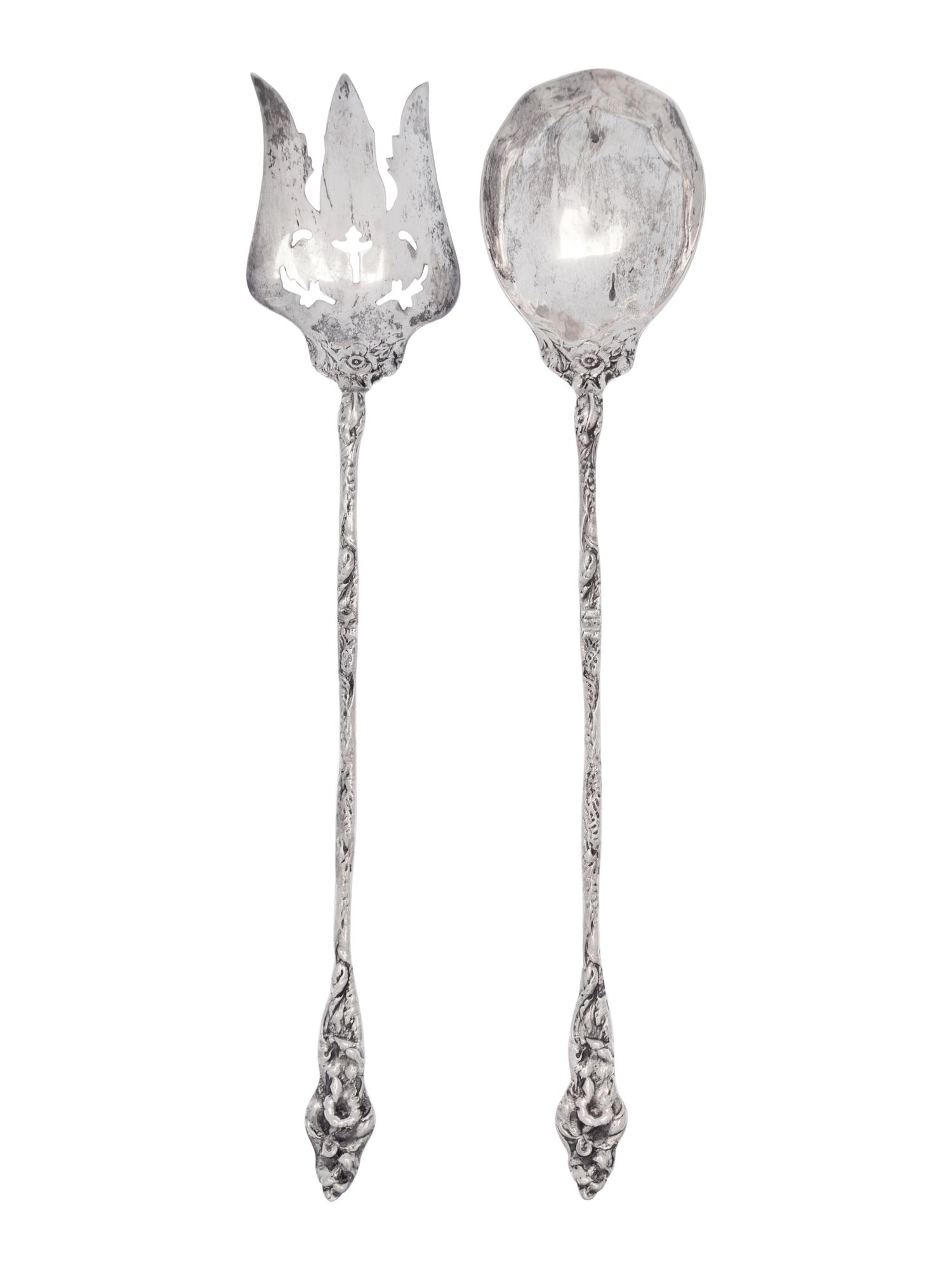 A Set of American Silver Salad Servers