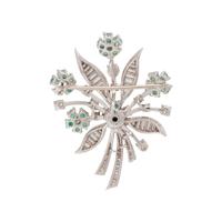EMERALD AND DIAMOND FLOWER BROOCH/PENDANT