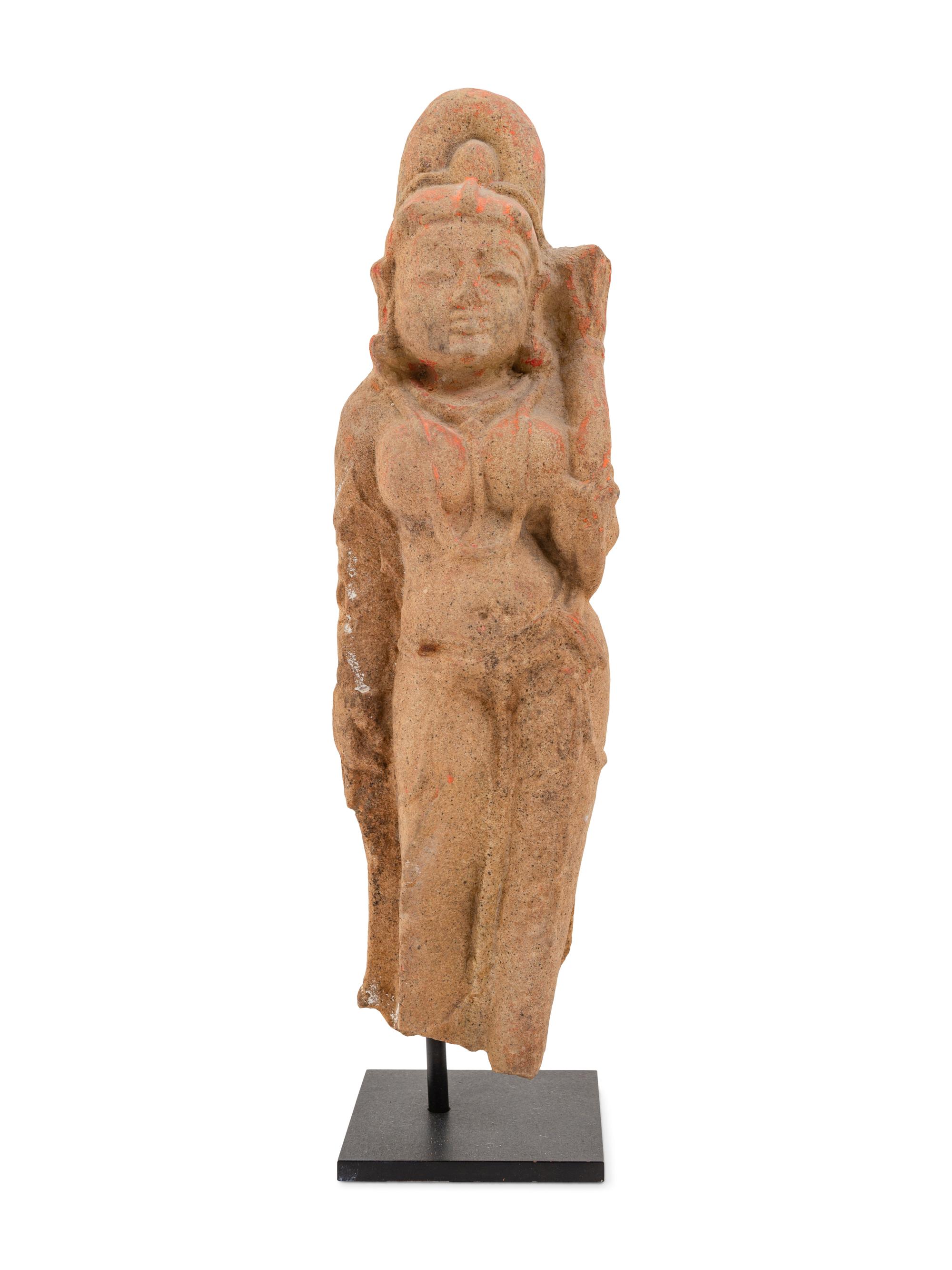 An Indian Sandstone Figure of a Female Deity