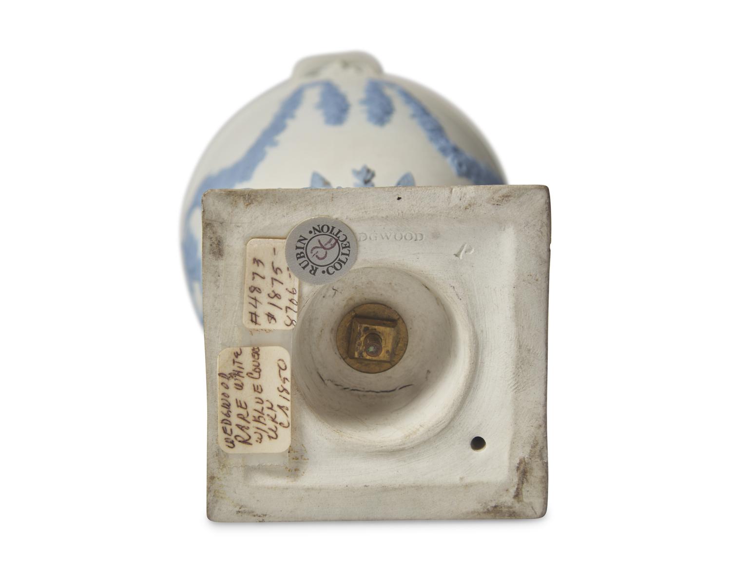 A Rare Wedgwood White and Blue Jasperware Covered Urn