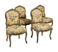 A Set of Four Louis XV Painted Side Chairs