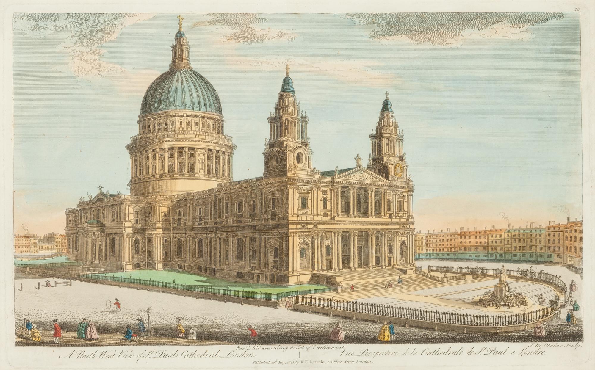 A Collection of Eighteen Hand-Colored Engravings Depicting Views of European Capitals and Famous Buildings