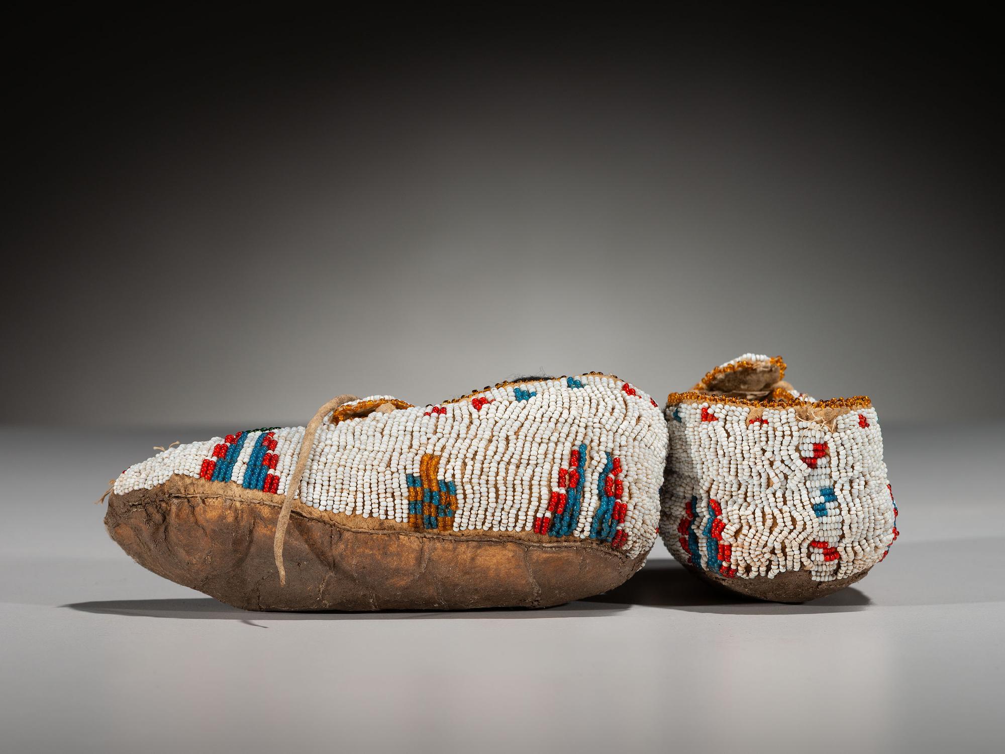 Plains Child's Beaded Hide Moccasins