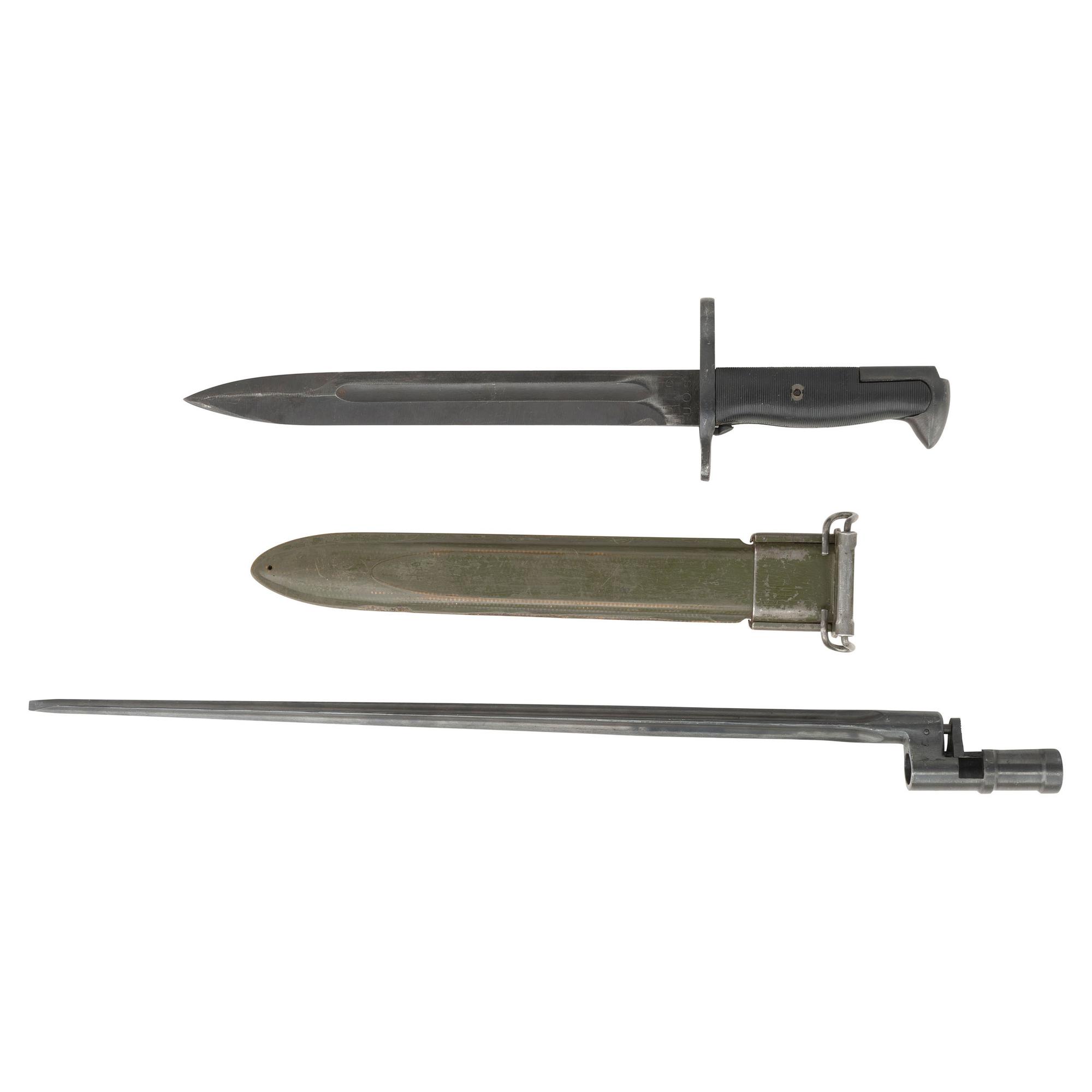 Lot of Two Bayonets: US M1 Bayonet by Utica Cutlery & Co. and Soviet M91/30 Spike Bayonet