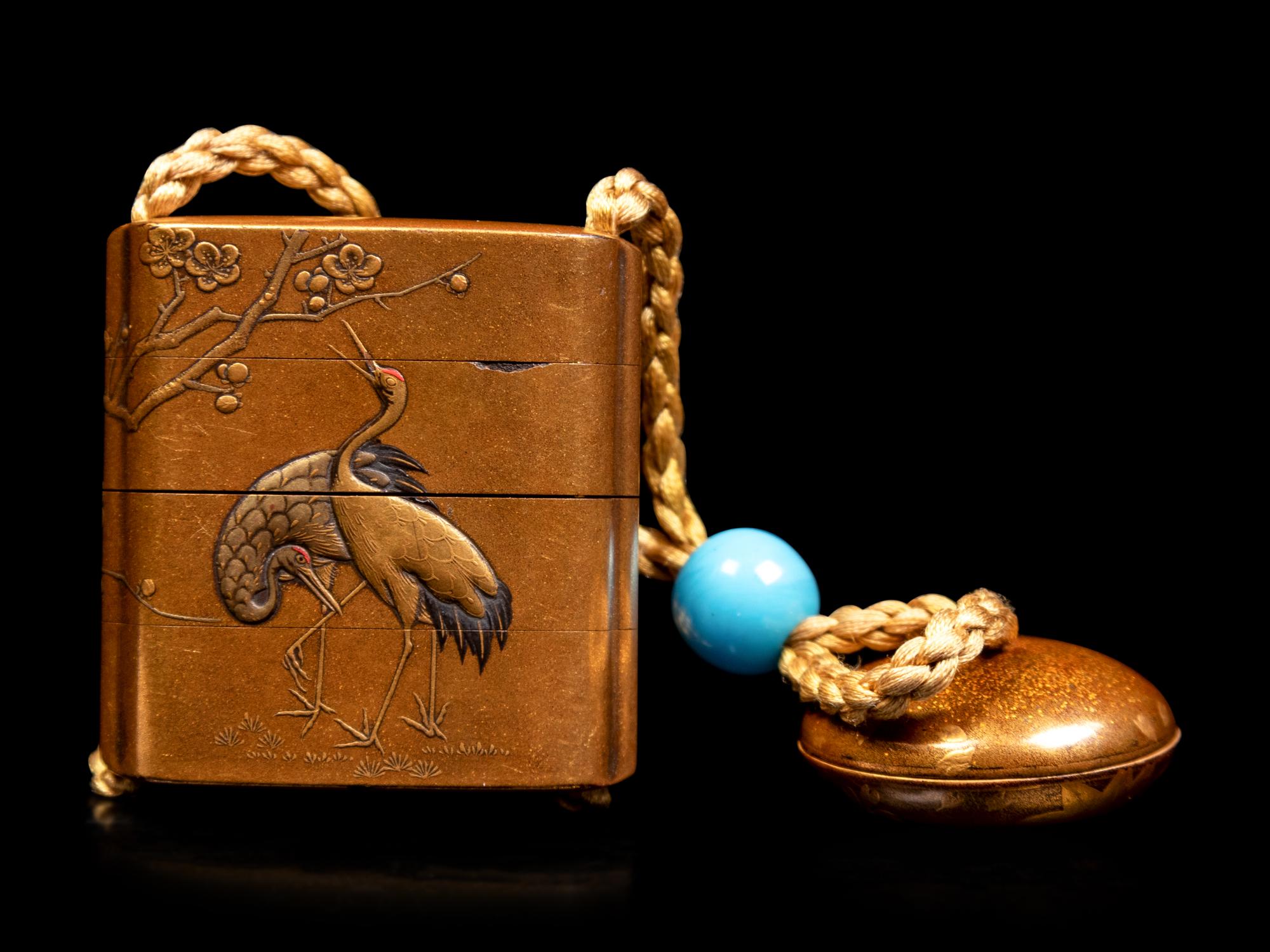 A Small Gold Lacquer Three-Case Inro