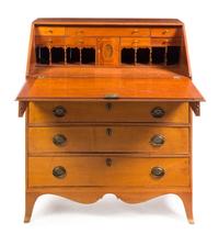 An American Maple Slant Front Bureau Height 43 x width 38 1/2 x depth 20 1/2 inches (closed). — 19TH CENTURY