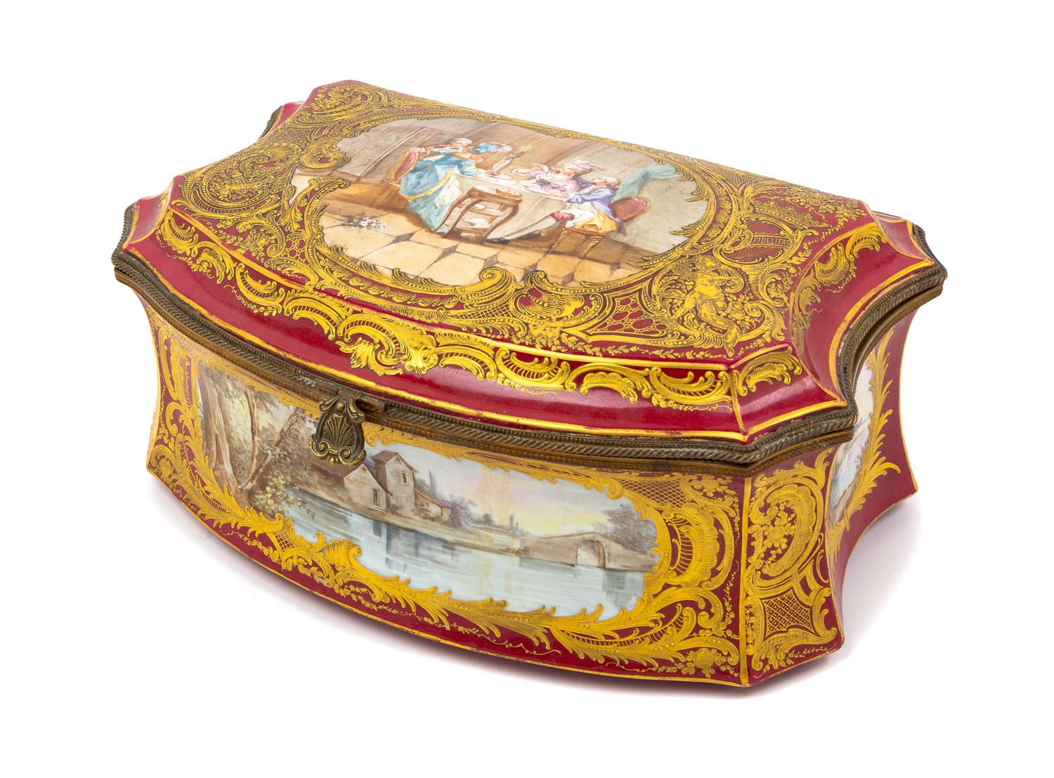 A Sevres Style Porcelain Table Casket Width 12 1/2 inches. — LATE 19TH/EARLY 20TH CENTURY