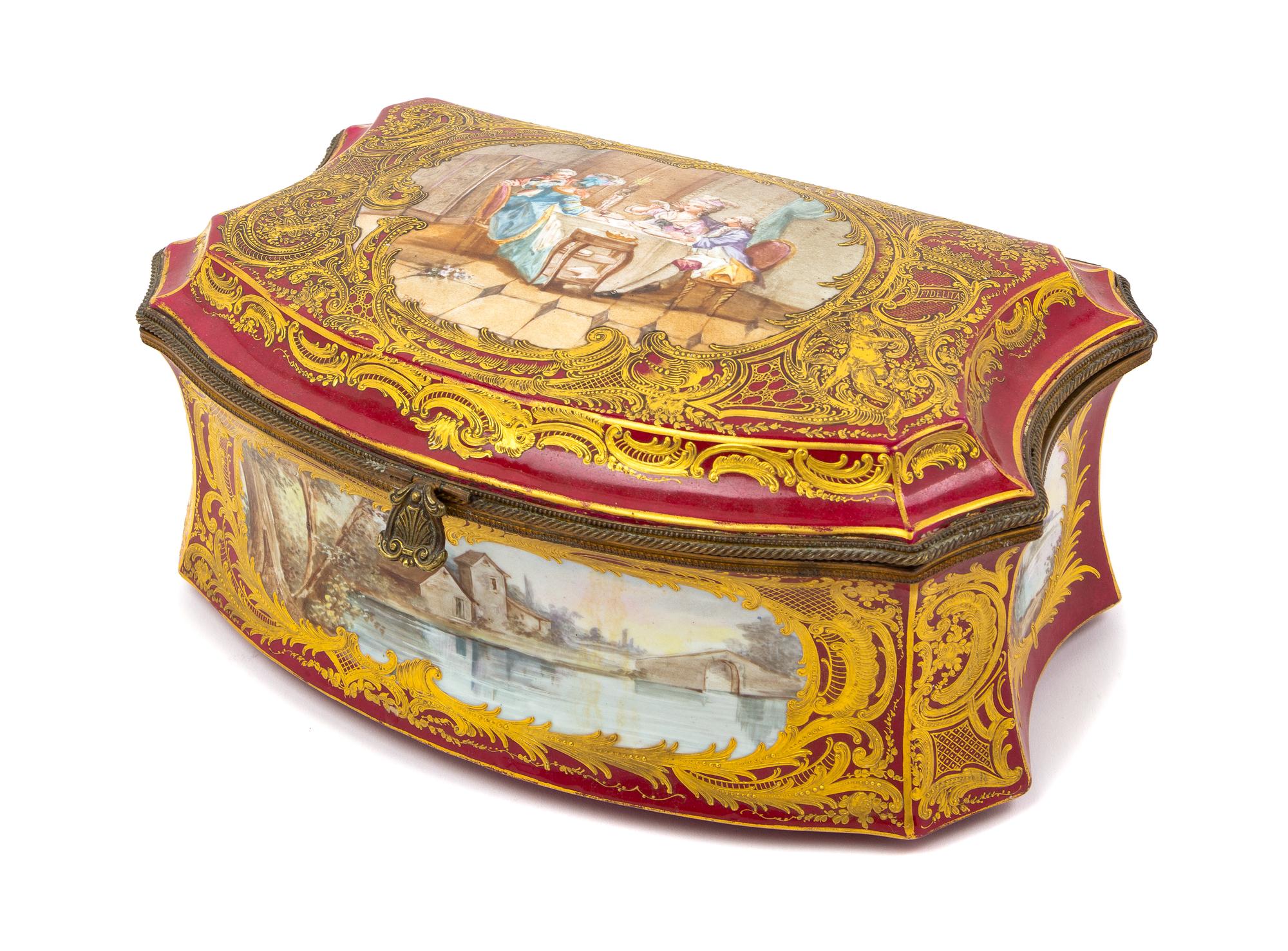 A Sevres Style Porcelain Table Casket Width 12 1/2 inches. — LATE 19TH/EARLY 20TH CENTURY