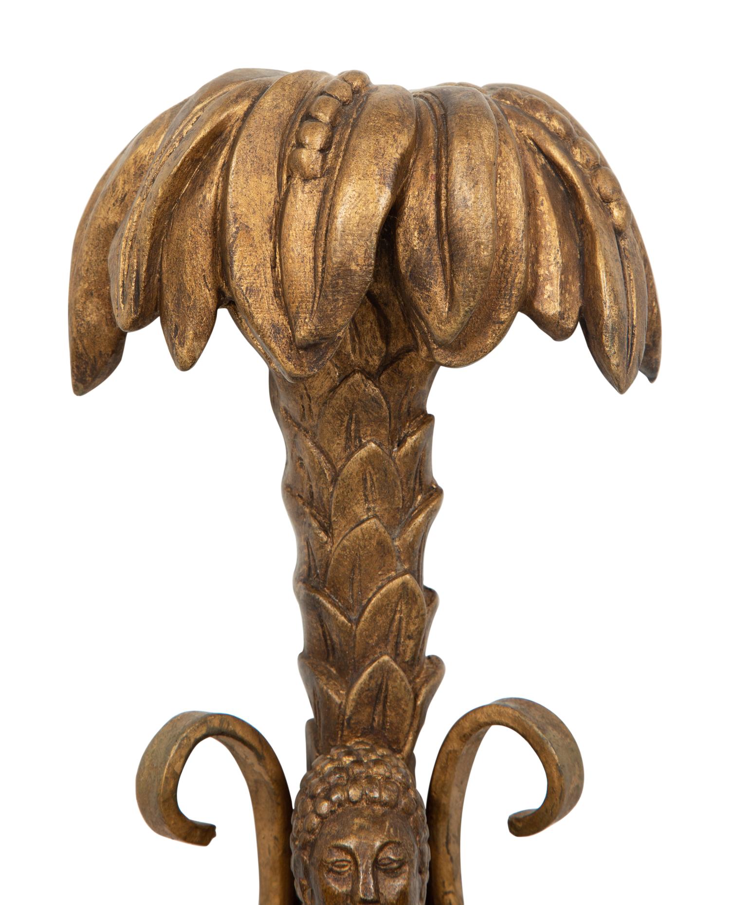 A Pair of Giltwood and Gilt Metal Two Light Wall Sconces