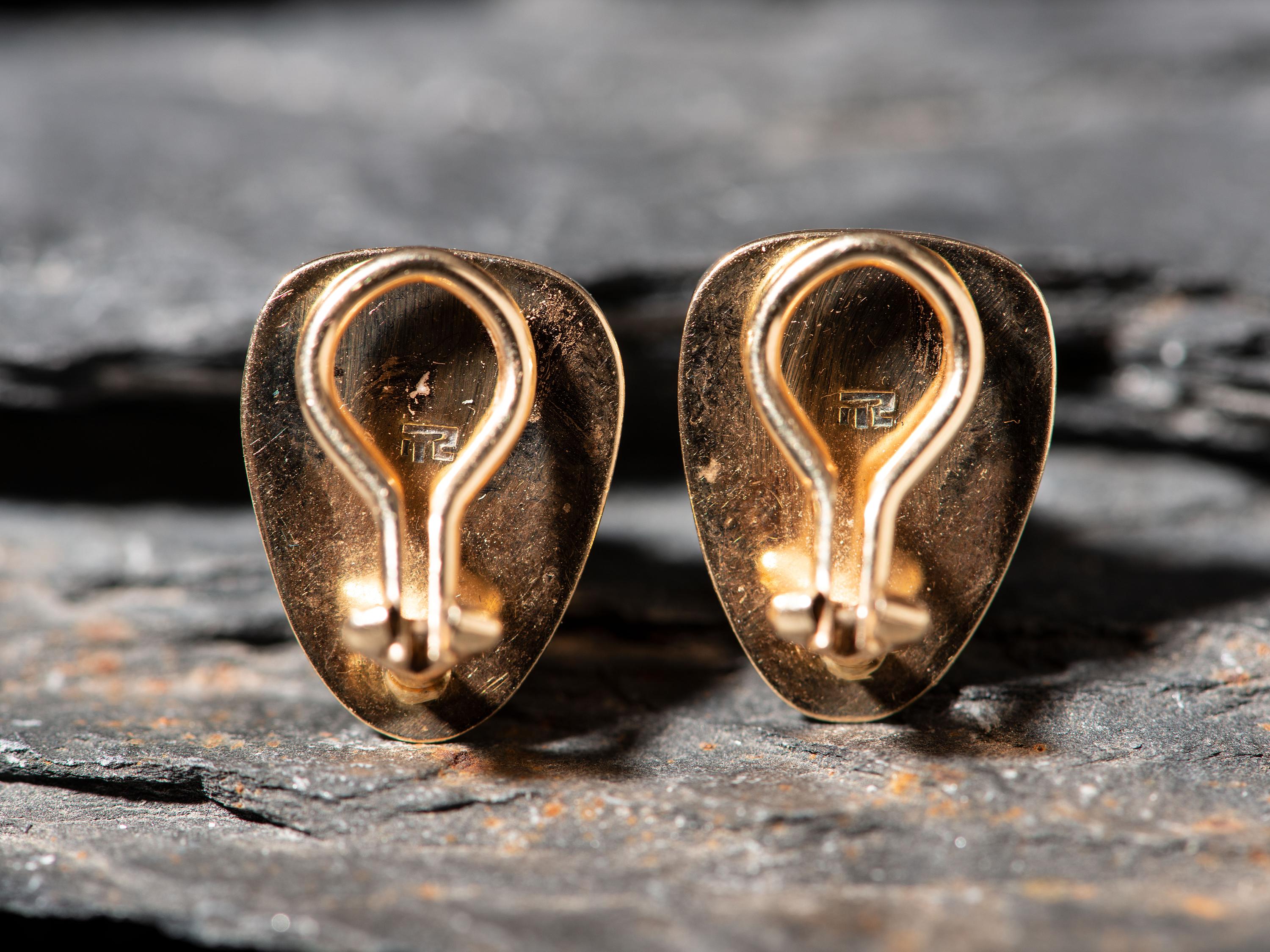 18K Gold and Malachite Clip Earrings