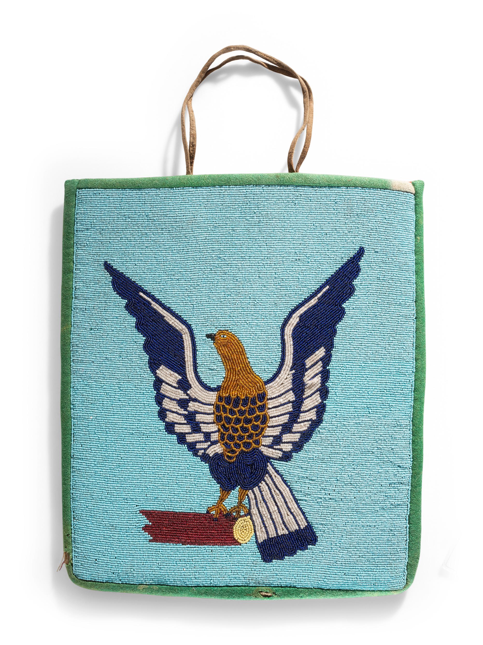 Plateau Beaded Flat Bag, with Eagle
