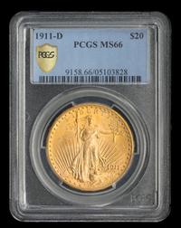 A United States 1911-D St. Gaudens $20 Gold Coin