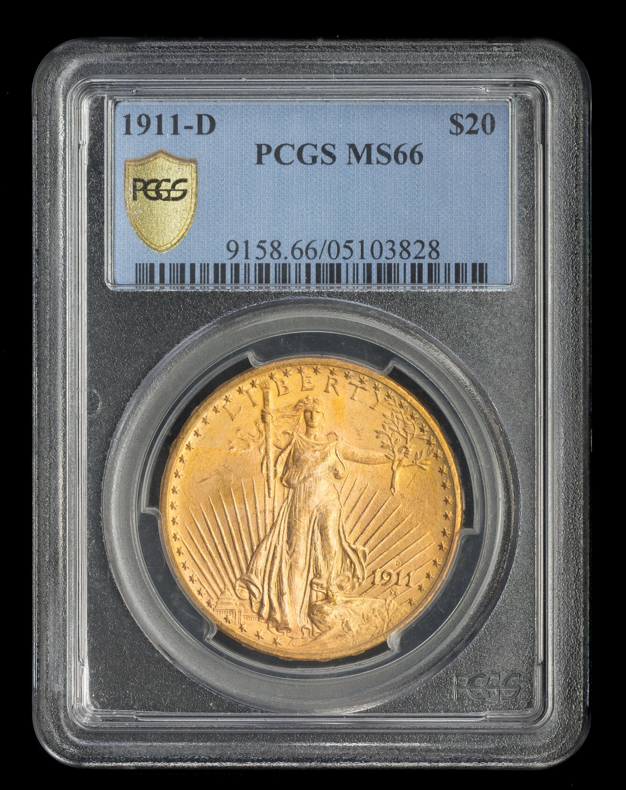 A United States 1911-D St. Gaudens $20 Gold Coin
