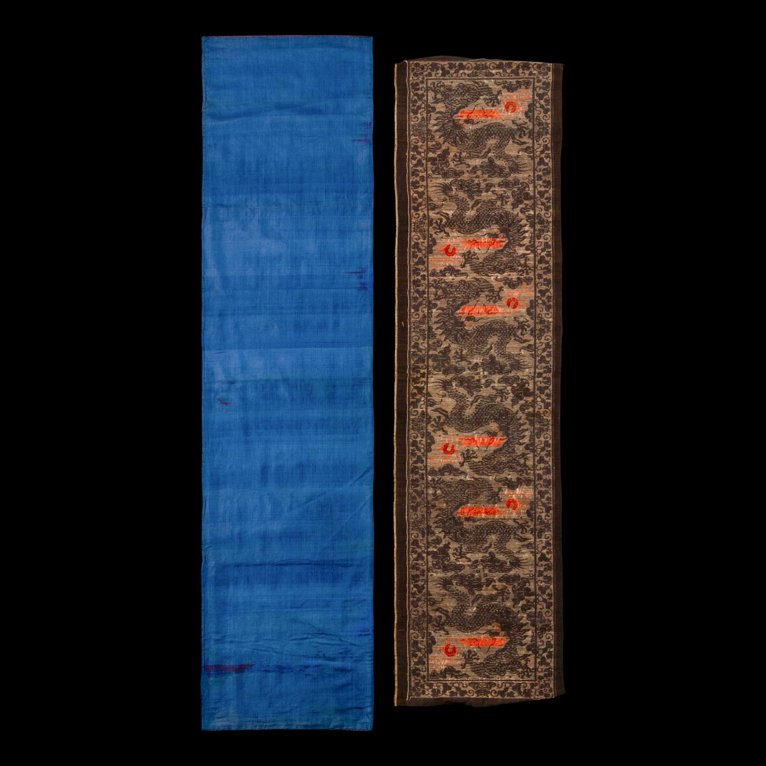 Three Chinese Silk Brocade Panels, 19th-20th Century 清晚期 織錦三幅