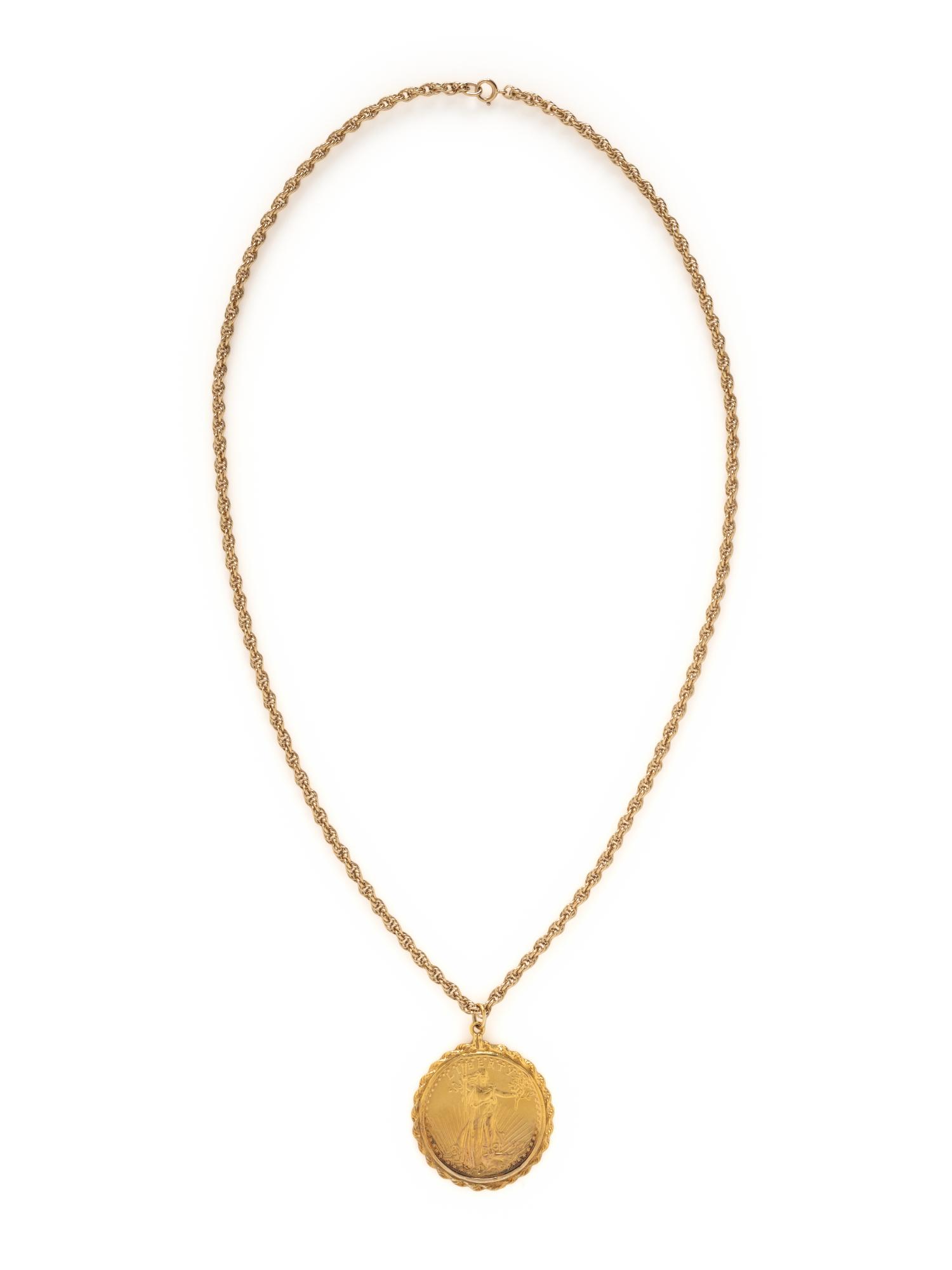 YELLOW GOLD LIBERTY COIN PENDANT NECKLACE