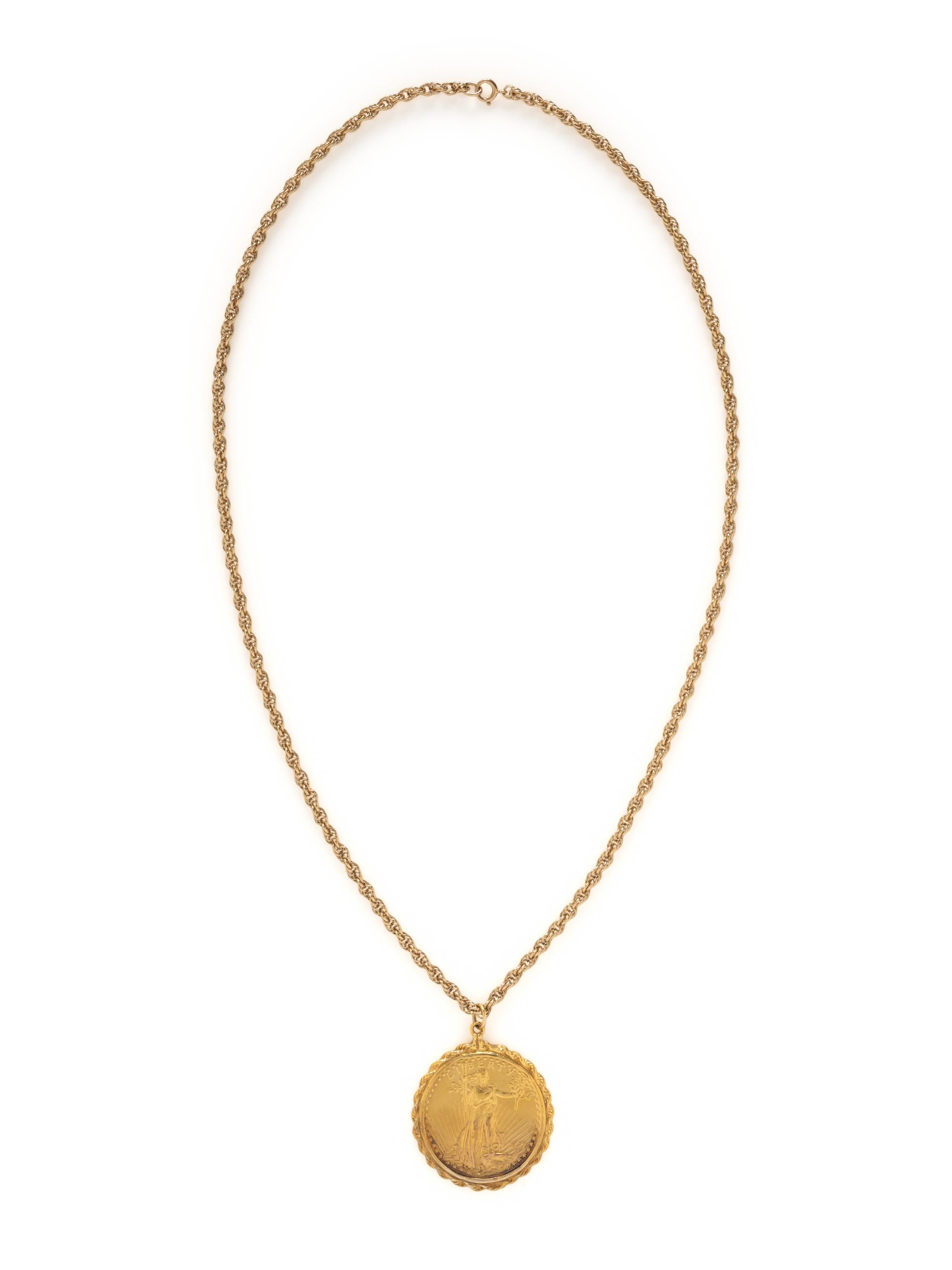 YELLOW GOLD LIBERTY COIN PENDANT NECKLACE