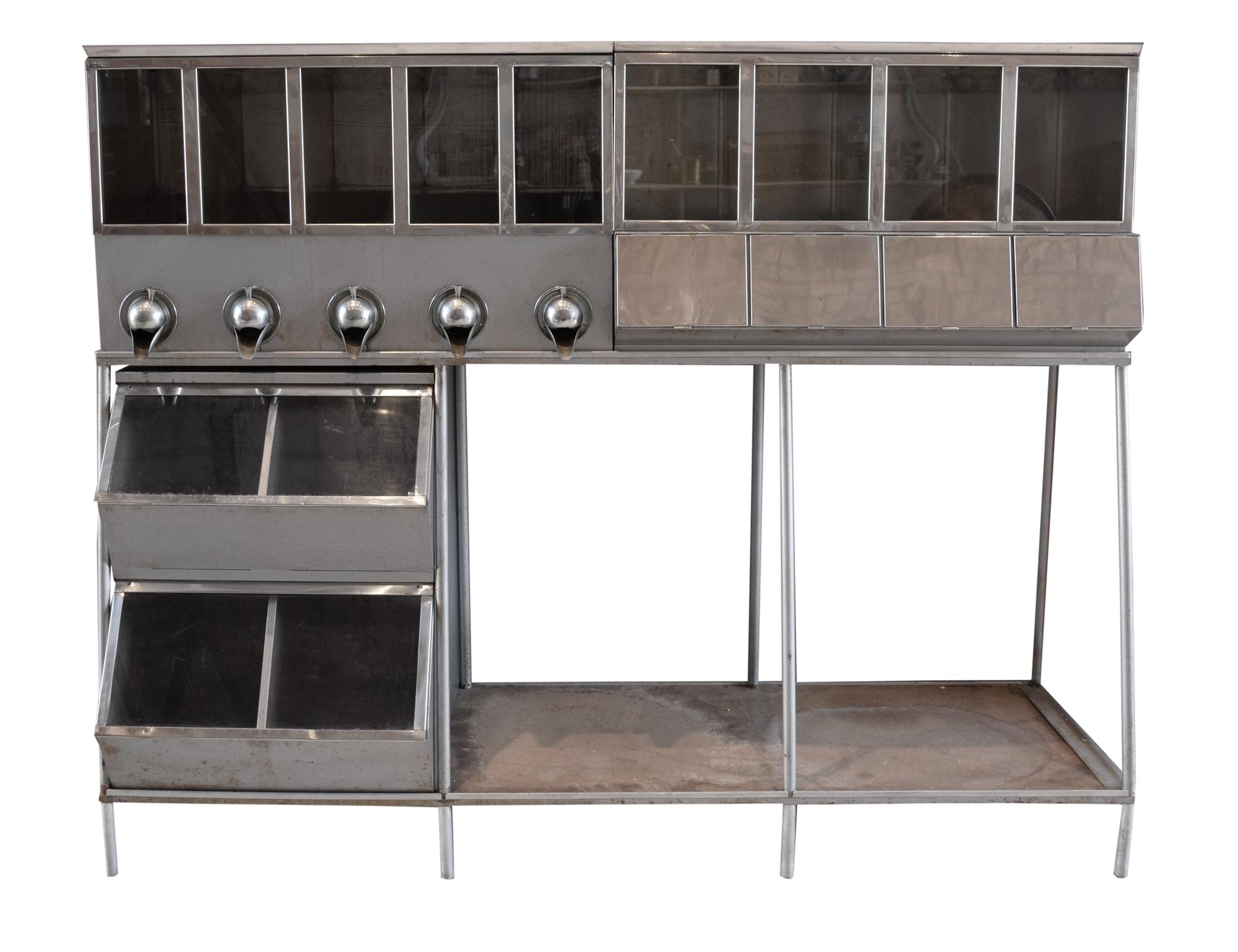 A Metal Coffee Storage Container 81" W x 24" D x 64.25" H — Italy, Circa 1950