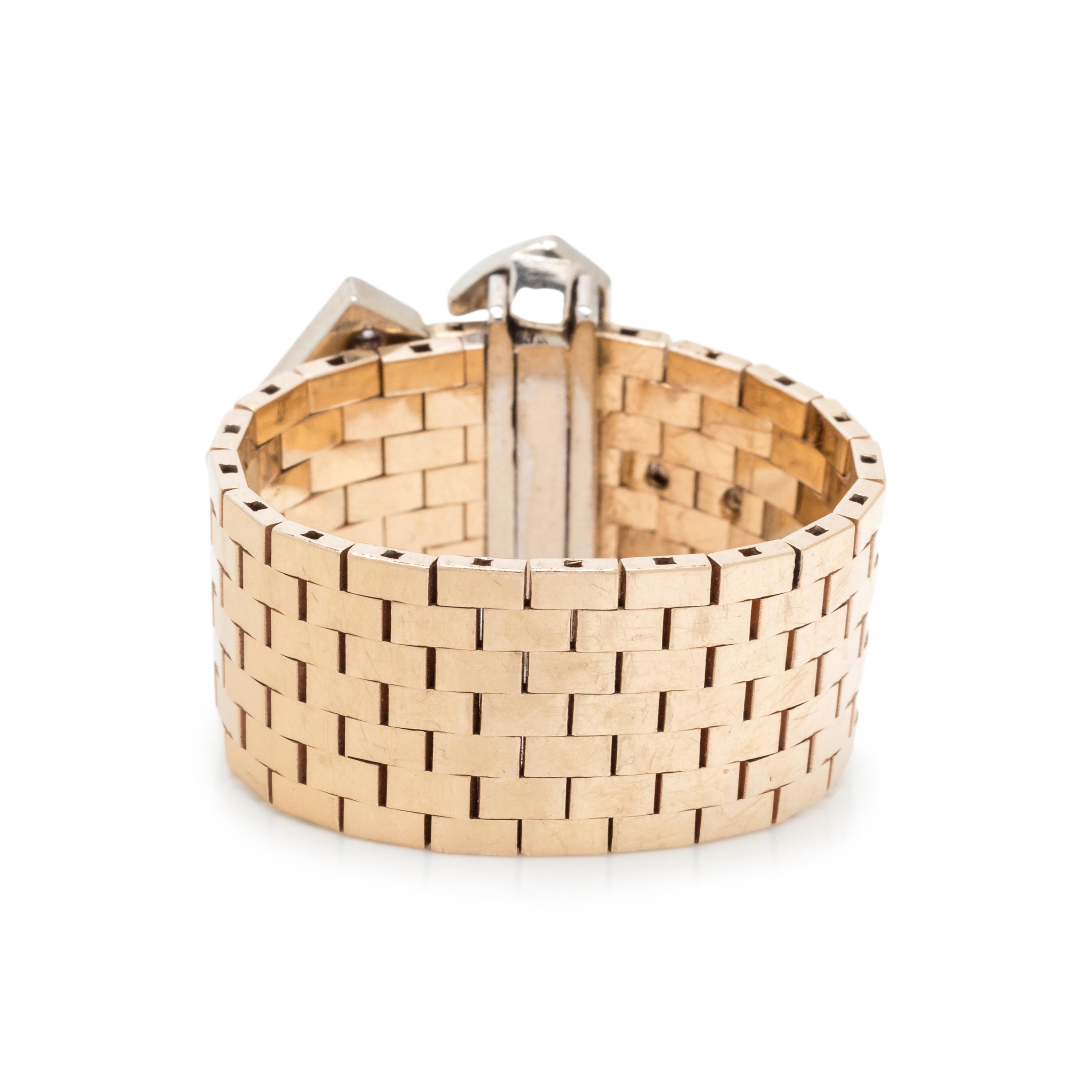 BICOLOR GOLD AND DIAMOND BELT MOTIF RING