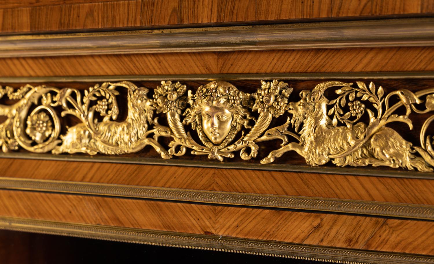 A Louis XVI Style Gilt Bronze Mounted Parquetry Cabinet-on-Stand