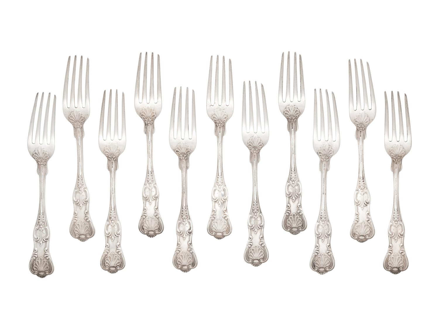 A Set of Thirteen Silver Luncheon Forks