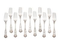 A Set of Thirteen Silver Luncheon Forks