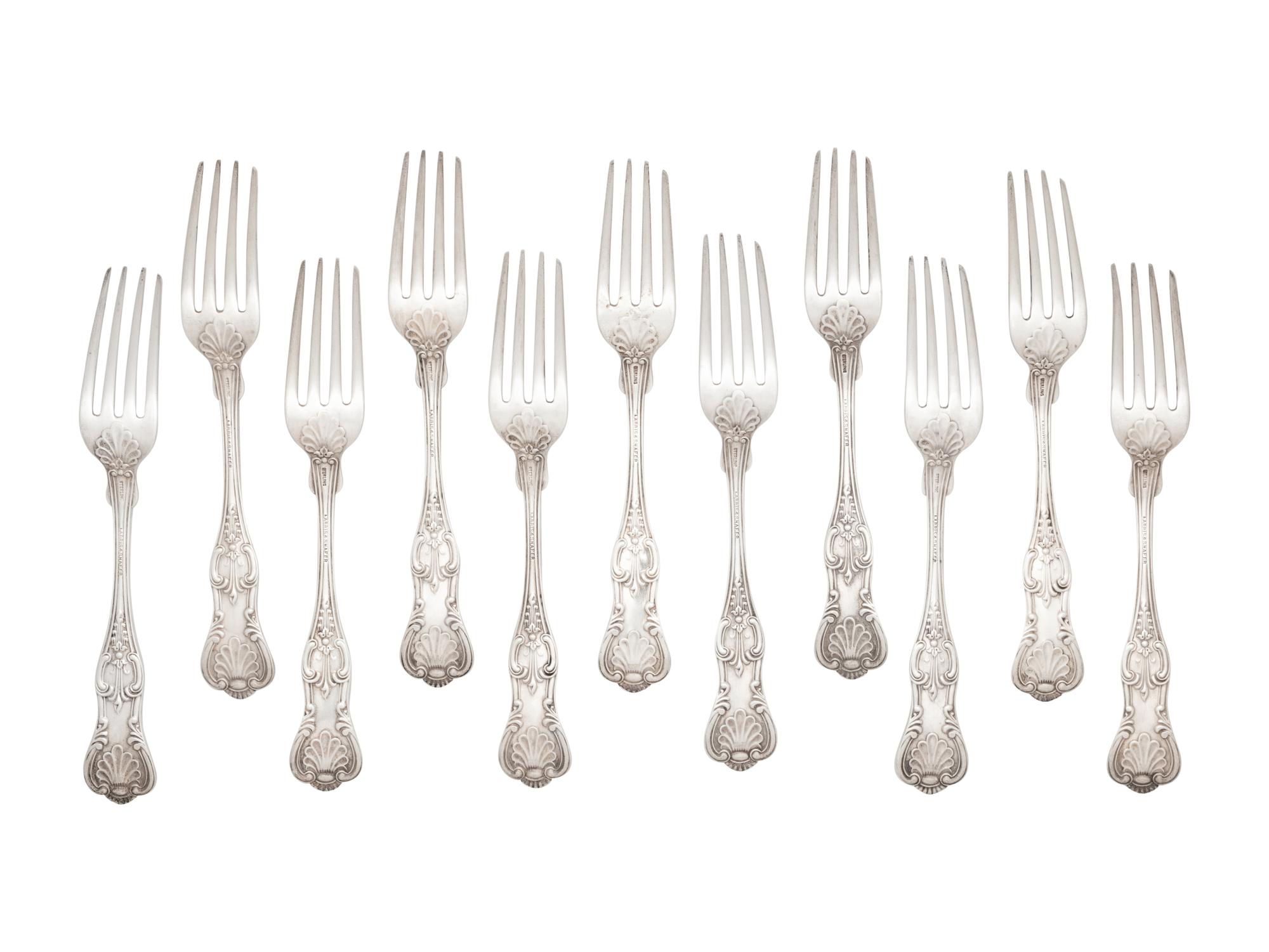 A Set of Thirteen Silver Luncheon Forks
