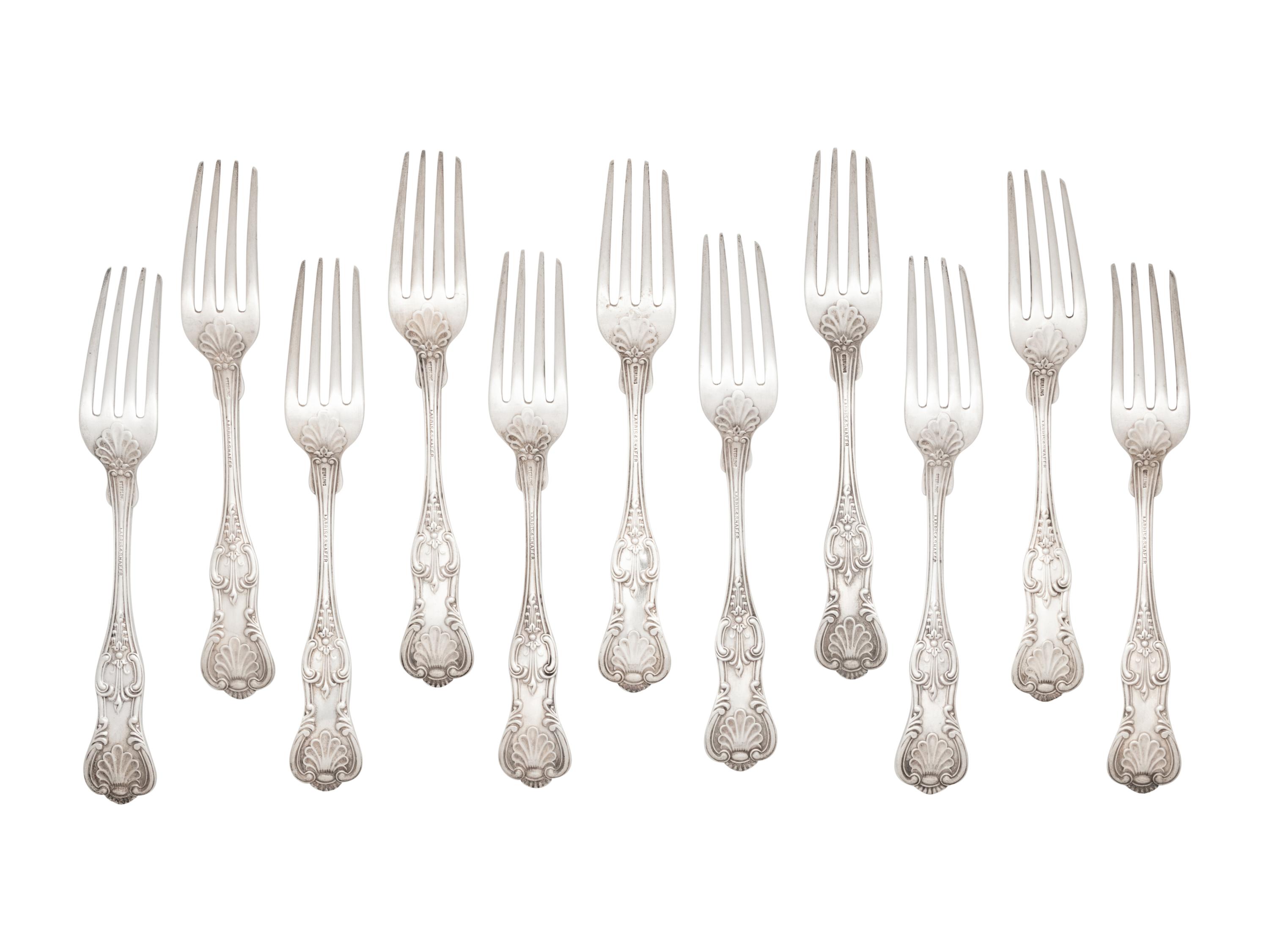 A Set of Thirteen Silver Luncheon Forks