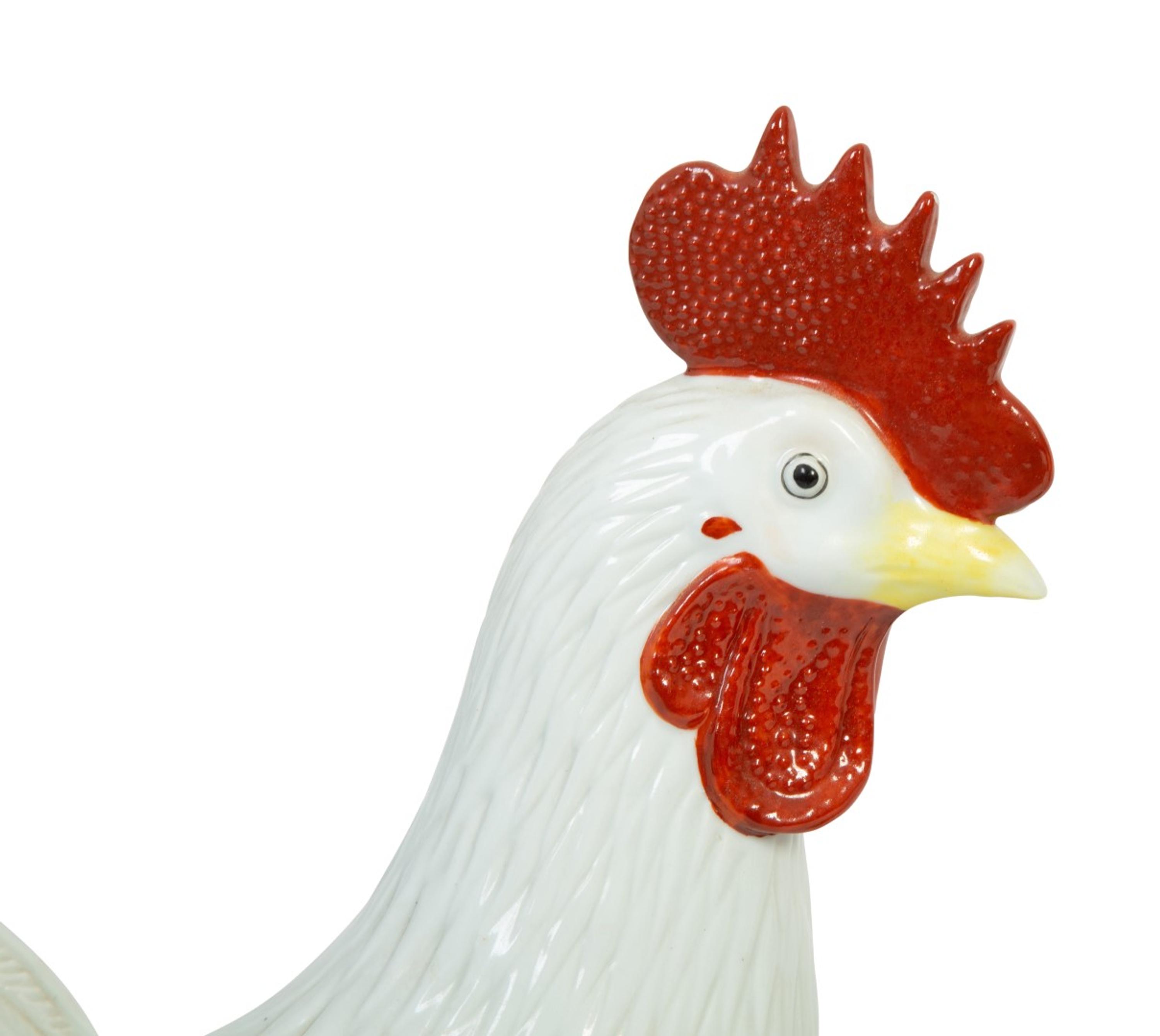 A Pair of Chinese Porcelain Models of Roosters — 20TH CENTURY