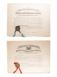[POLITICS]. A group of presidential postmaster appointments signed by Grover CLEVELAND, William McKINLEY, and Theodore ROOSEVELT.