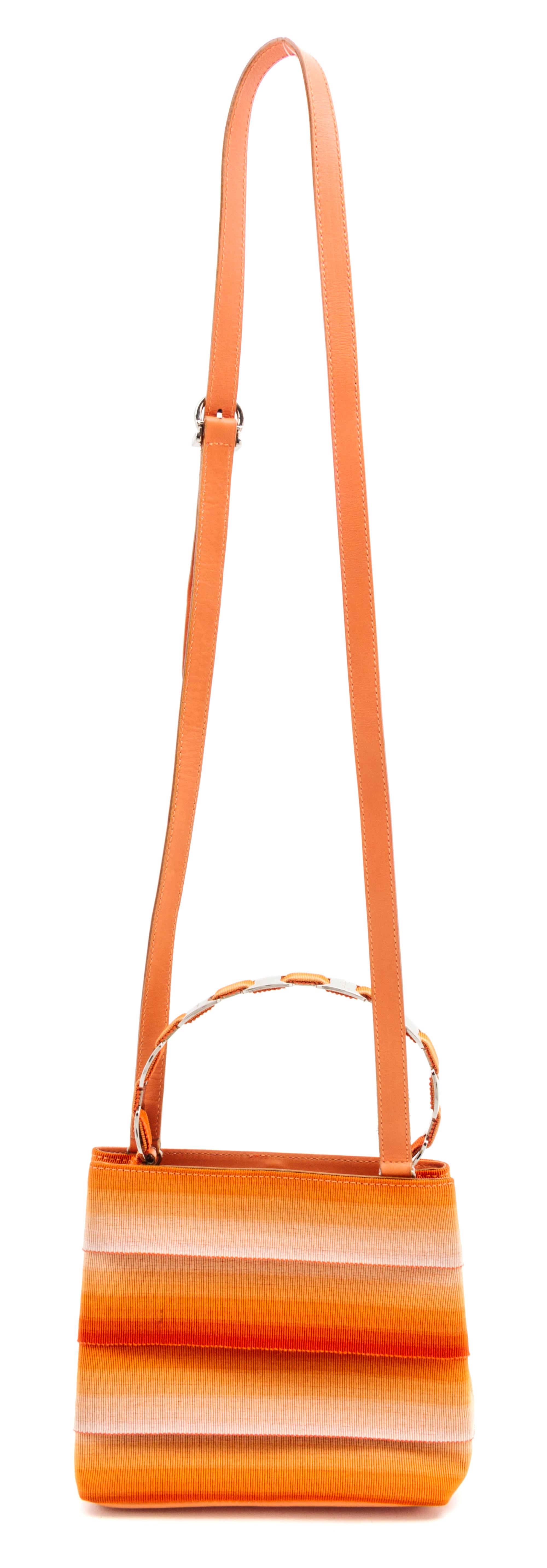 A Ferragamo Orange Ribbon Handbag,