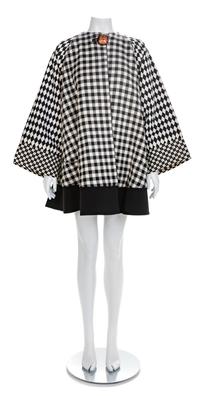 Versace Multicolor, Black and White Swing Coat, 1990s