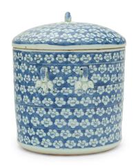 A Chinese Blue and White Cylindrical Jar and Cover