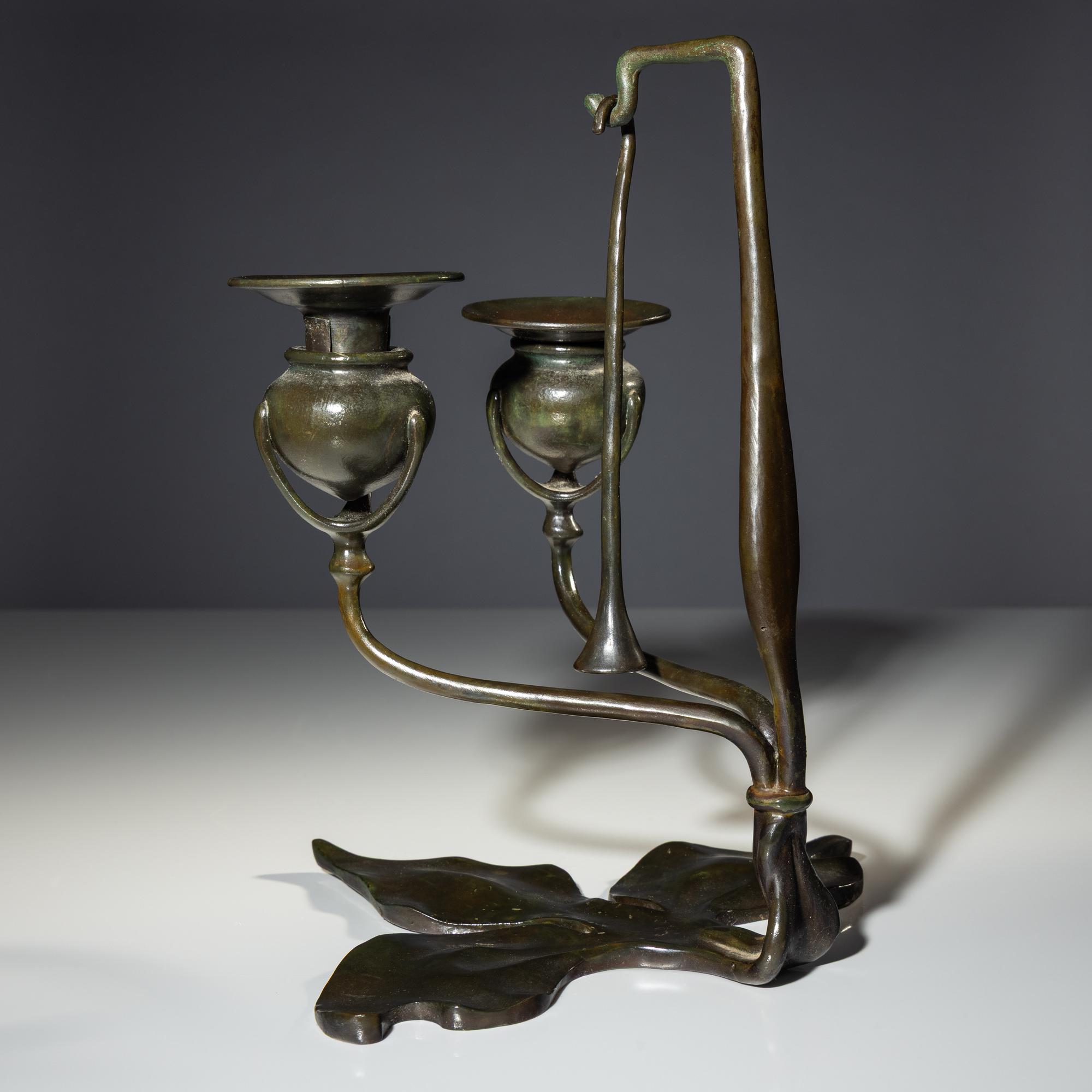 Fleur de Lis two-light candelabra with snuffer