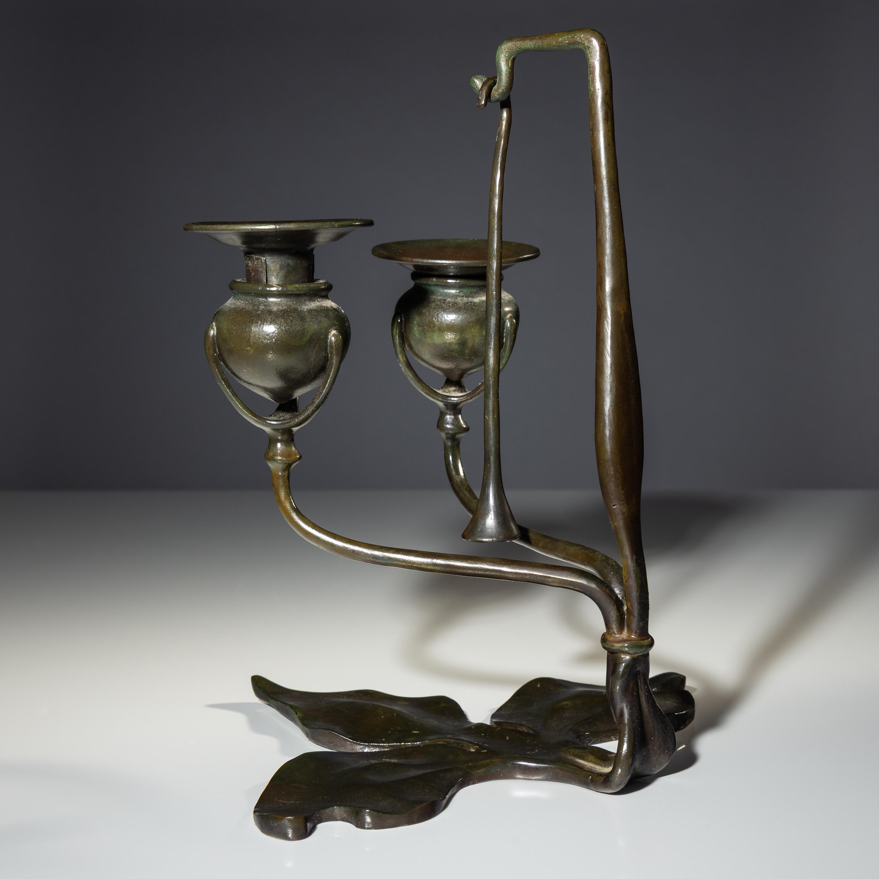 Fleur de Lis two-light candelabra with snuffer