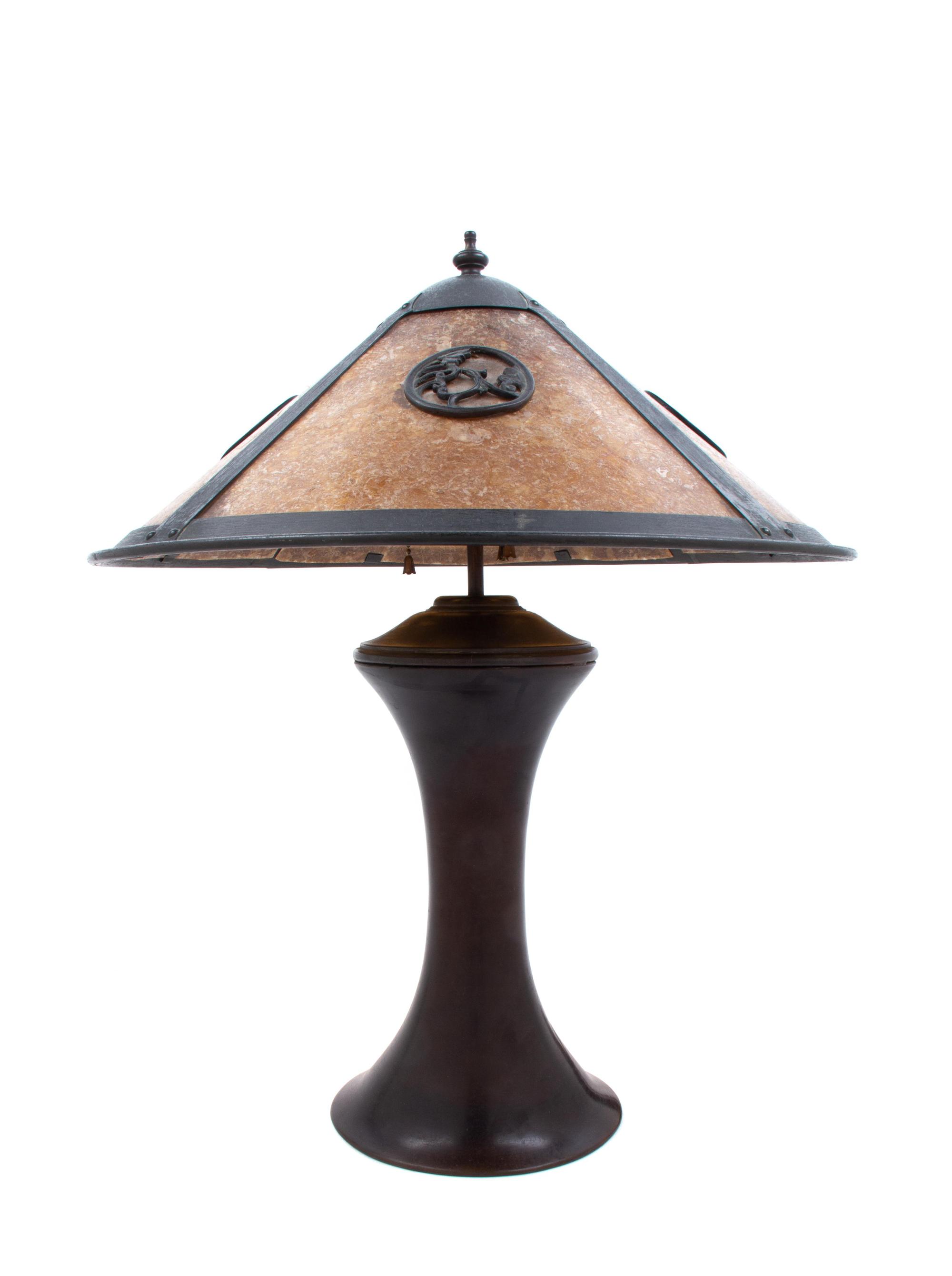 An Arts and Crafts Copper and Mica Lamp, Attributed to Lillian Palmer