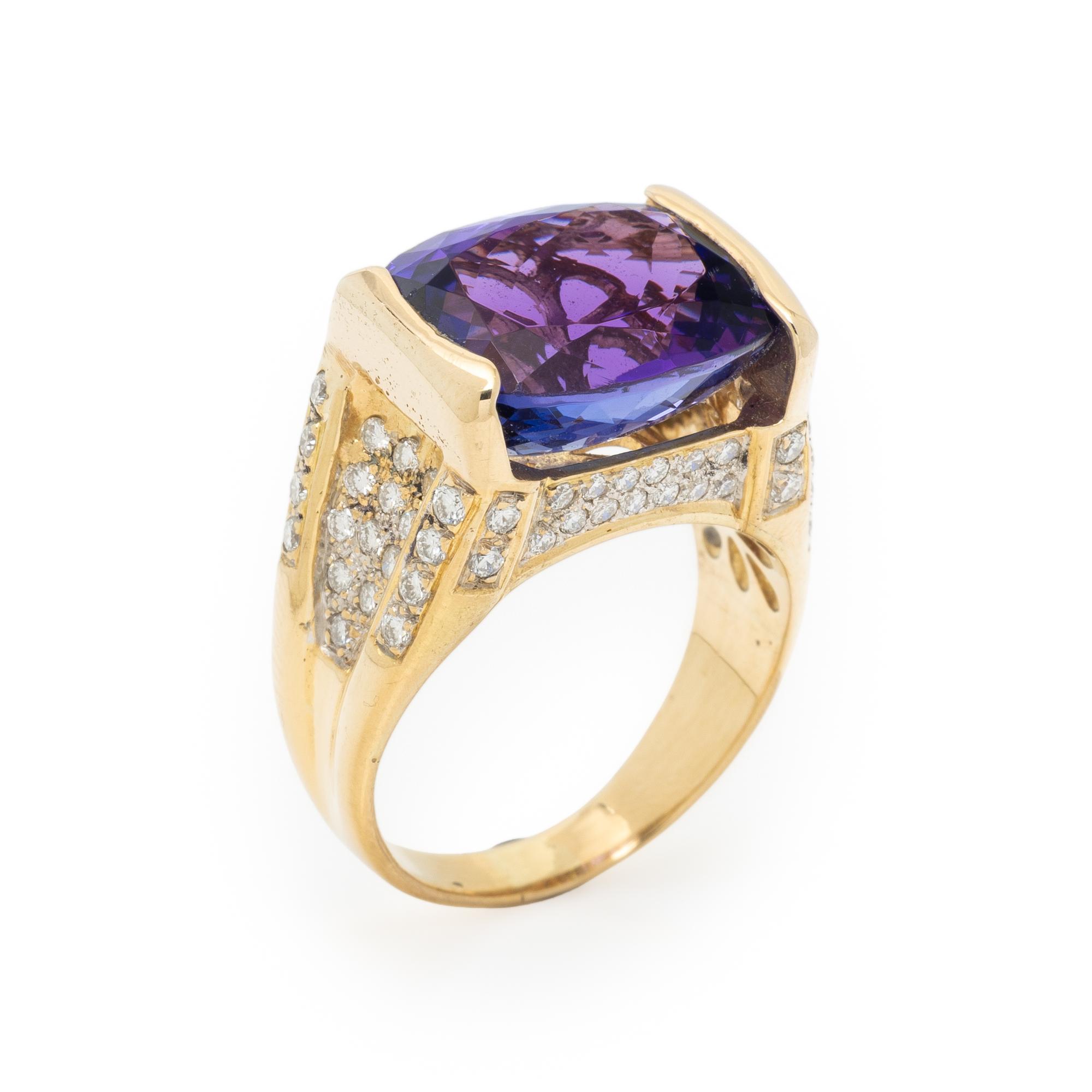 YELLOW GOLD, TANZANITE, AND DIAMOND RING