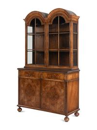 A William and Mary Style Walnut and Marquetry Bookcase