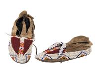 Northern Plains Beaded Hide Moccasins