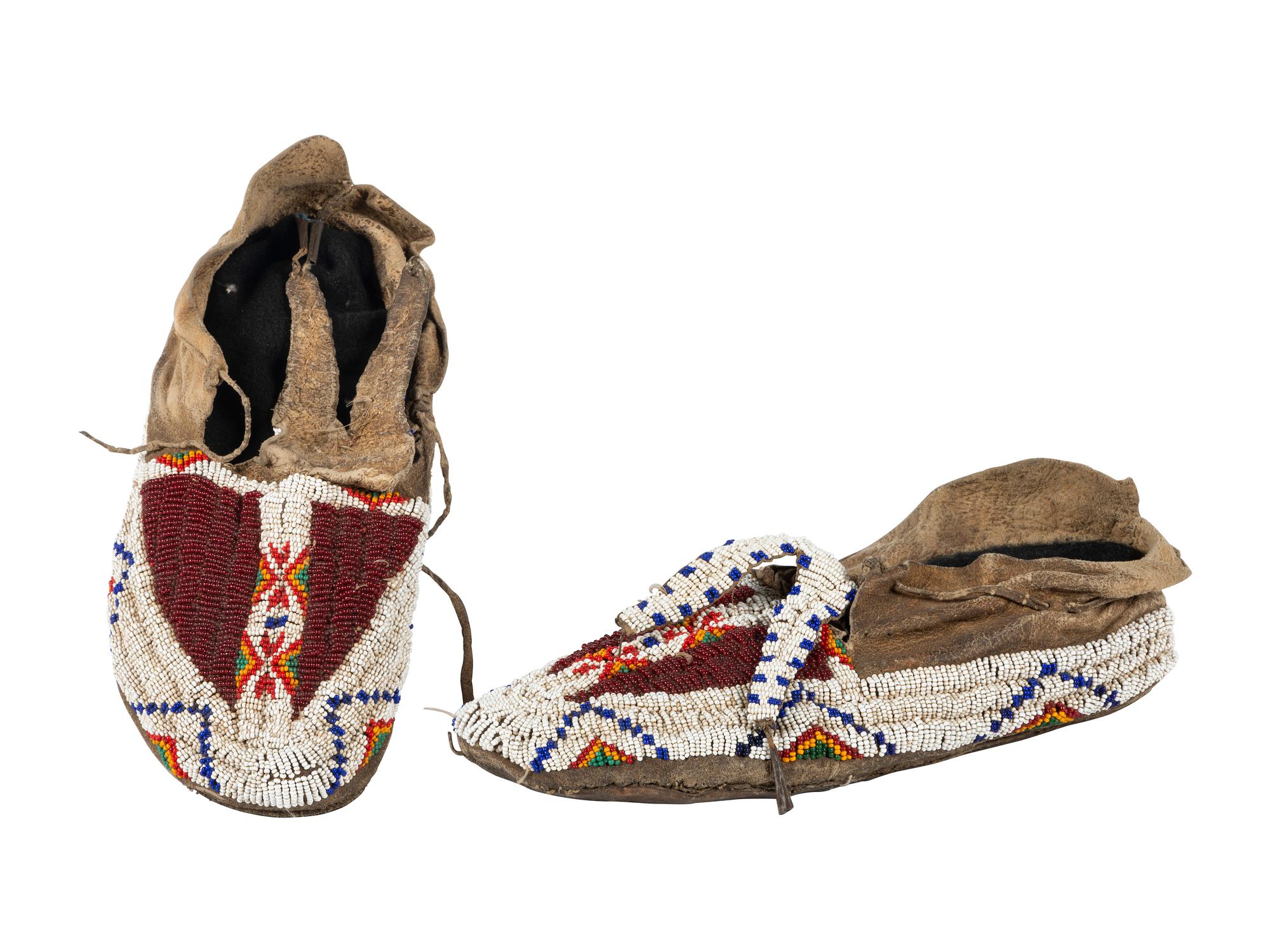 Northern Plains Beaded Hide Moccasins