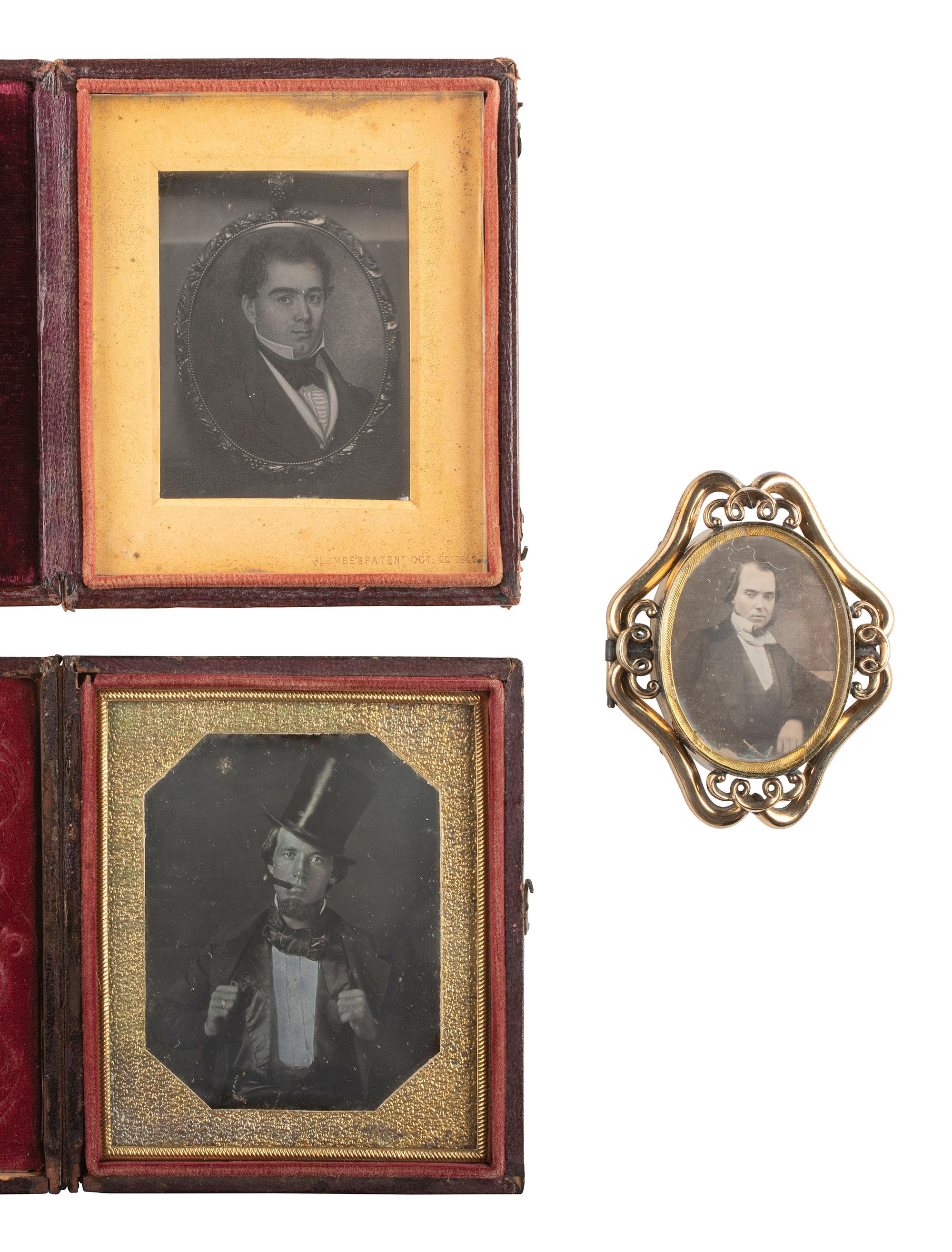 [EARLY PHOTOGRAPHY]. 14 cased images of varying subjects, incl. daguerreotypes of confident gents.
