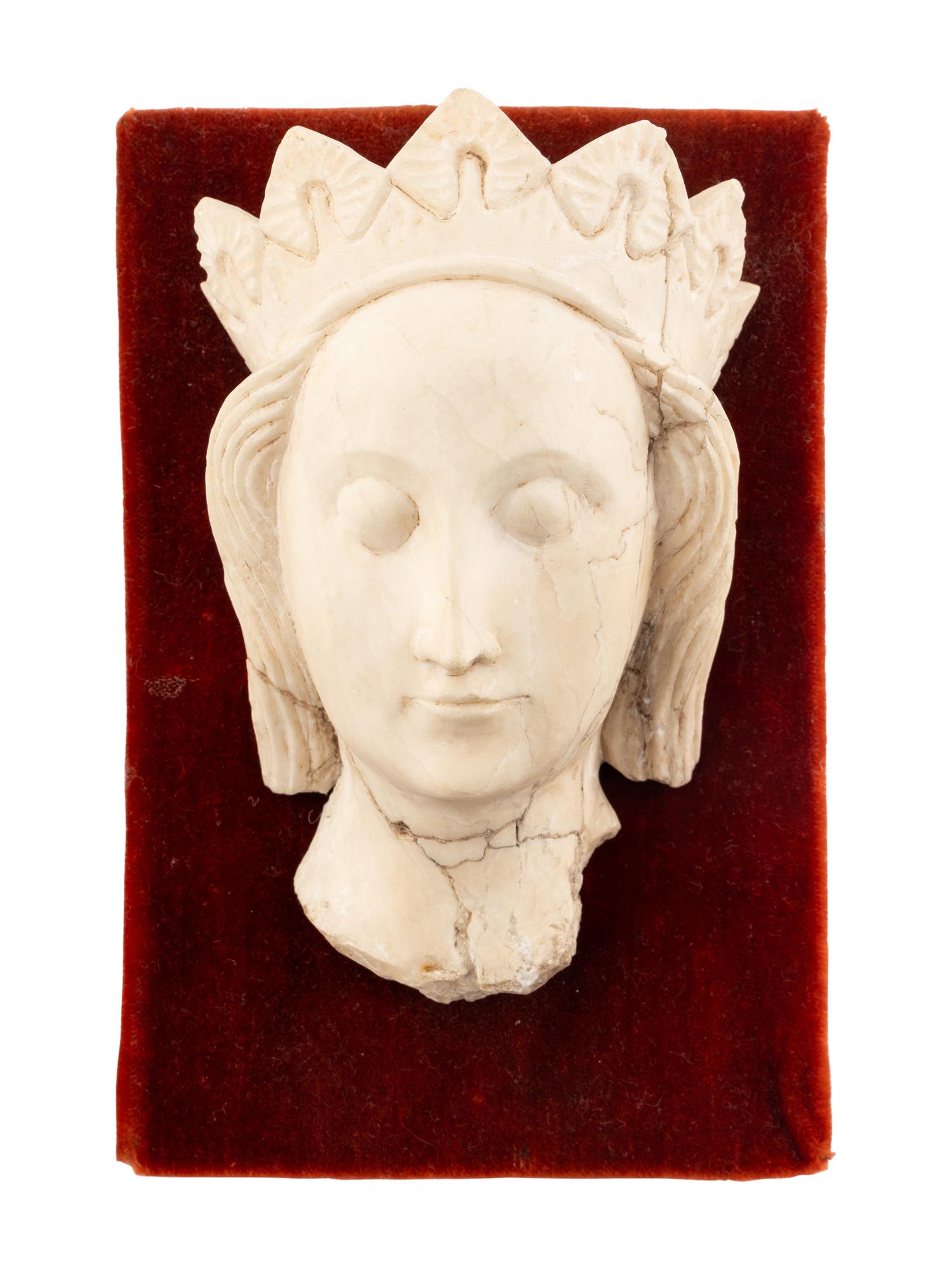 An English Alabaster Head of a Woman