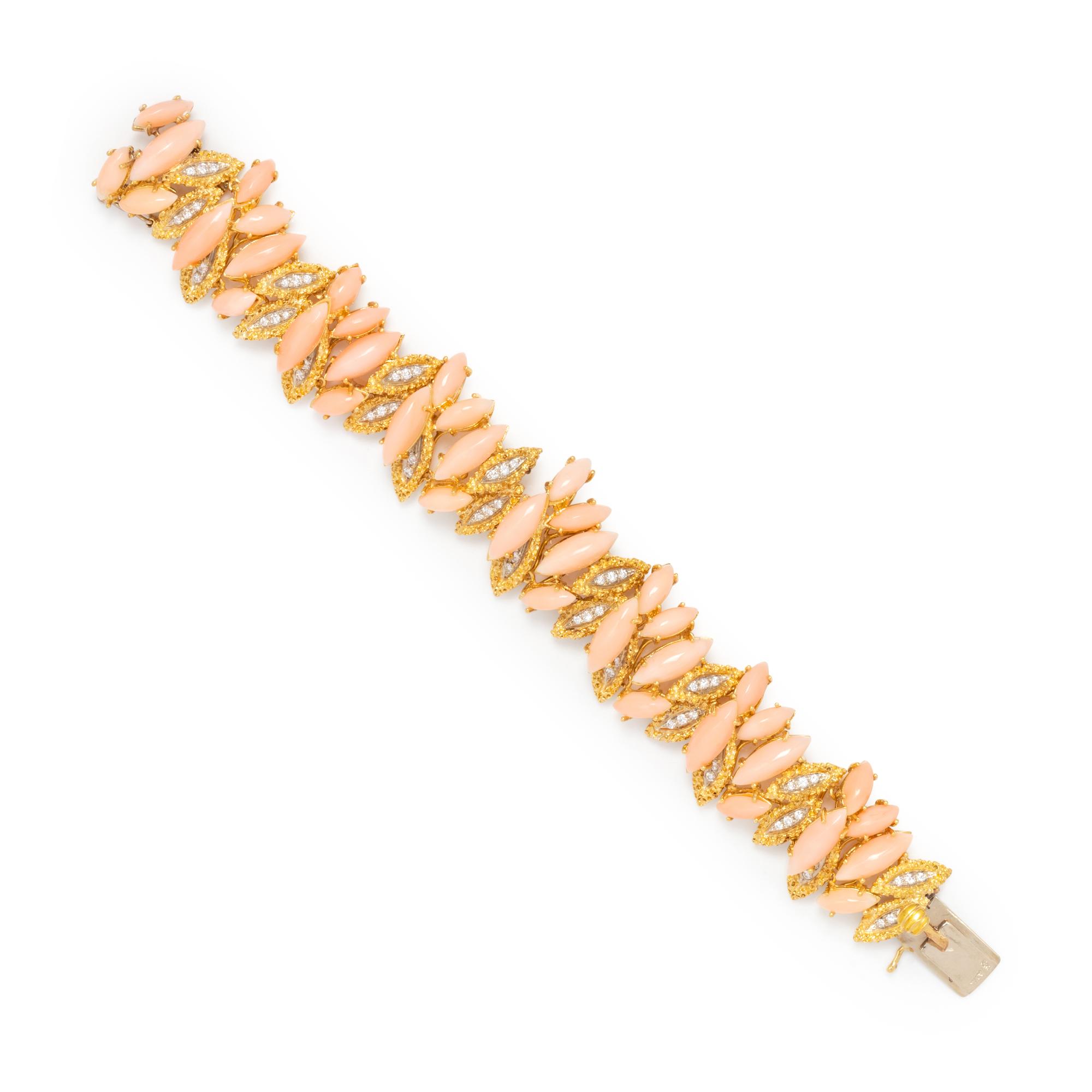 CORAL AND DIAMOND BRACELET